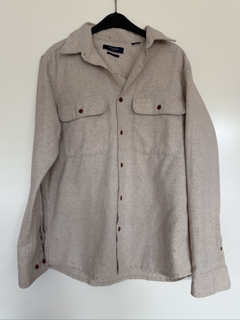 Jack & Jones Beige Speckled Wool Overshirt Large Casual Fit