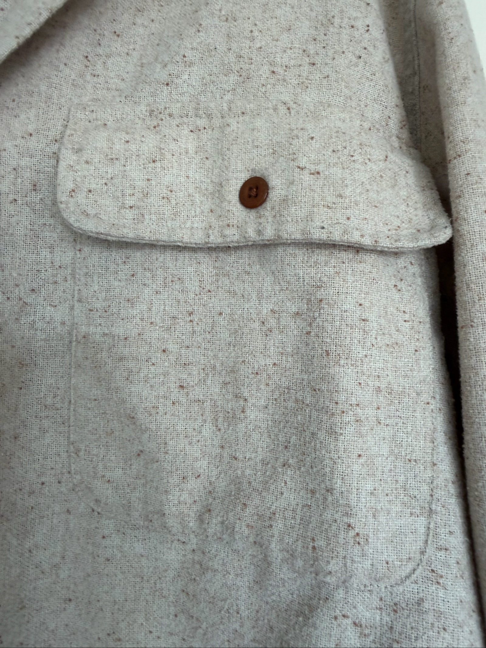 Jack & Jones Beige Speckled Wool Overshirt Large Casual Fit image 3