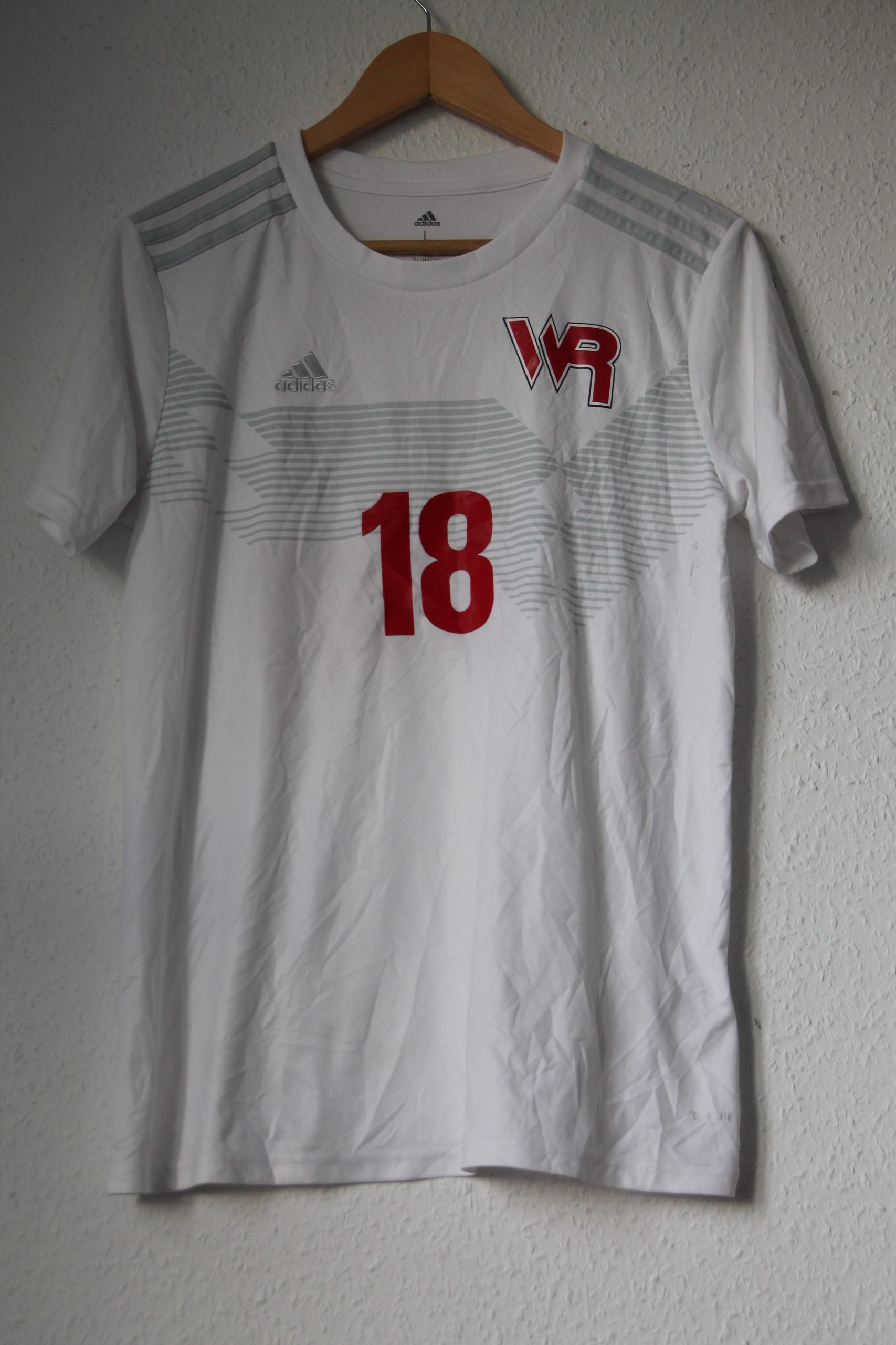 Adidas White & Grey Taylor John Jennings 18 Football Shirt L 2743 image 2