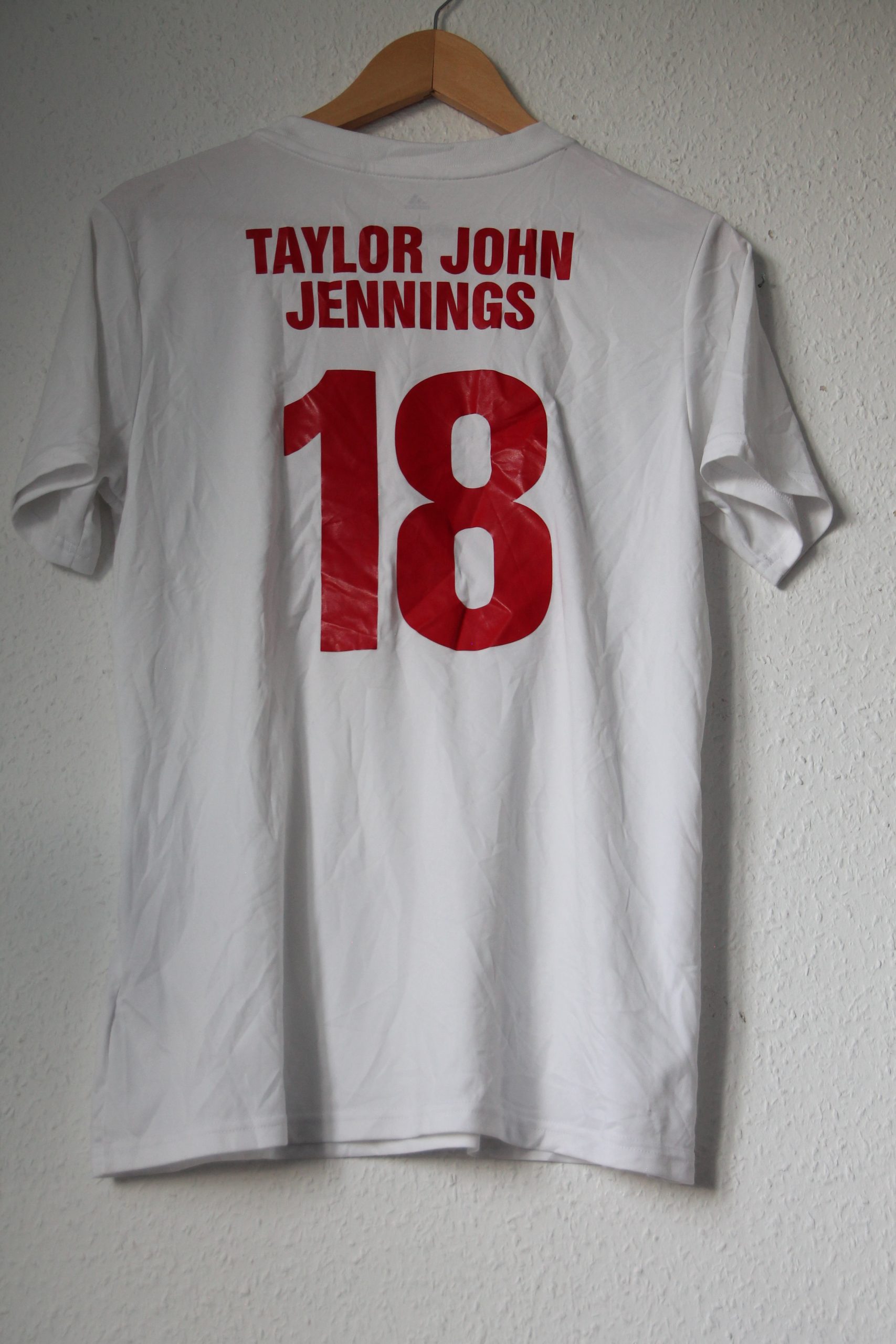 Adidas White & Grey Taylor John Jennings 18 Football Shirt L 2743 image 3