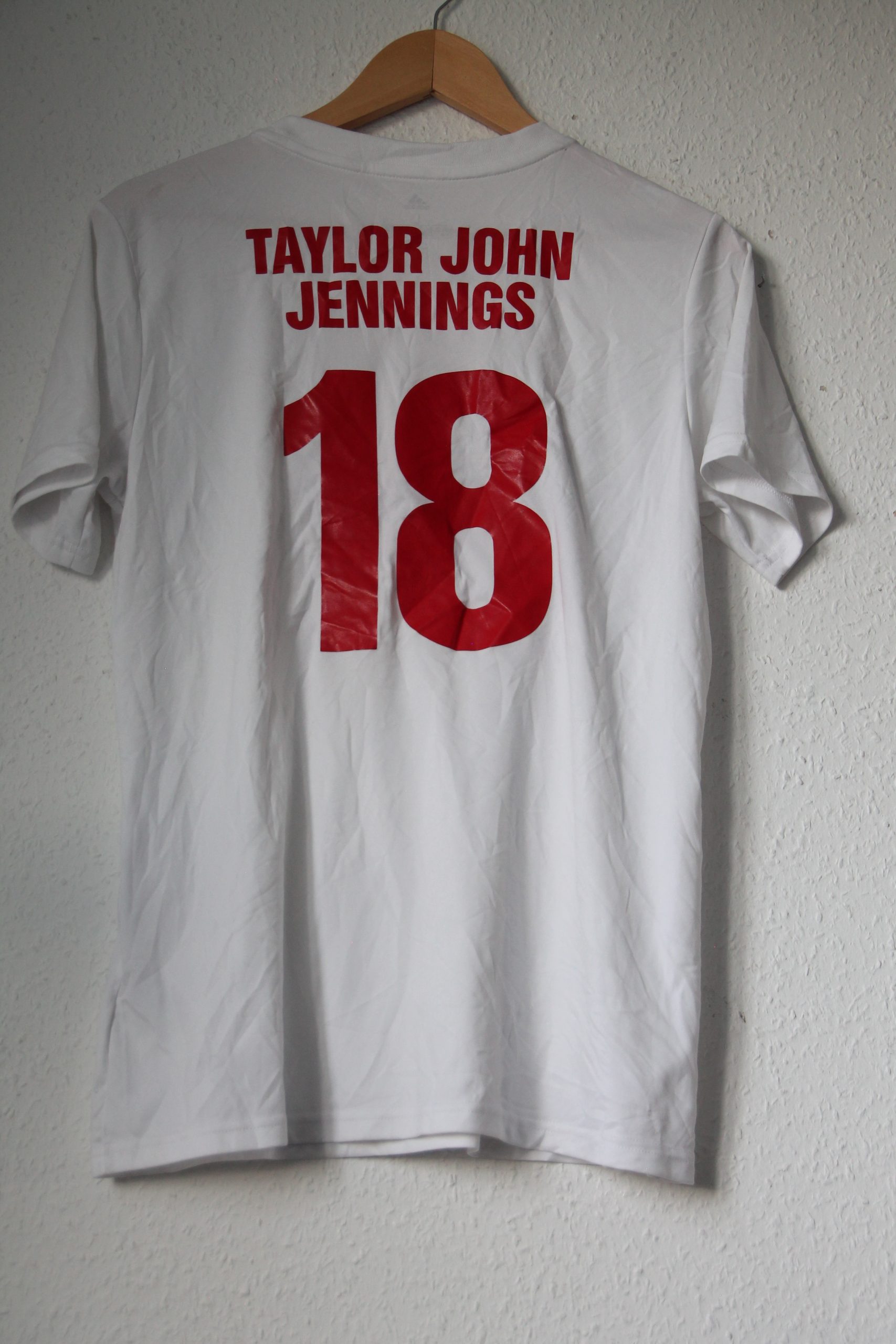 Adidas White & Grey Taylor John Jennings 18 Football Shirt L 2743 image 4