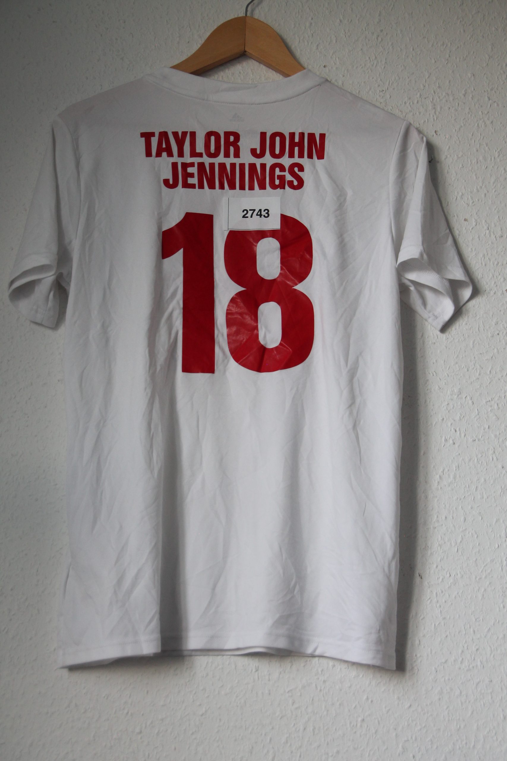 Adidas White & Grey Taylor John Jennings 18 Football Shirt L 2743 image 5
