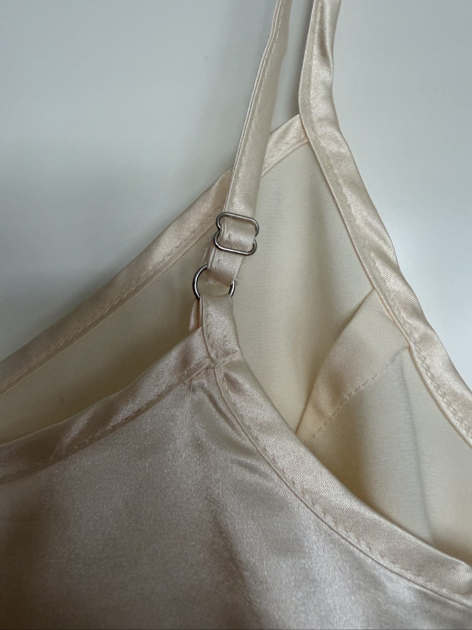 Dreamy whimsical Cream Satin Romantic boho Camisole Top Medium Adjustable Straps image 4