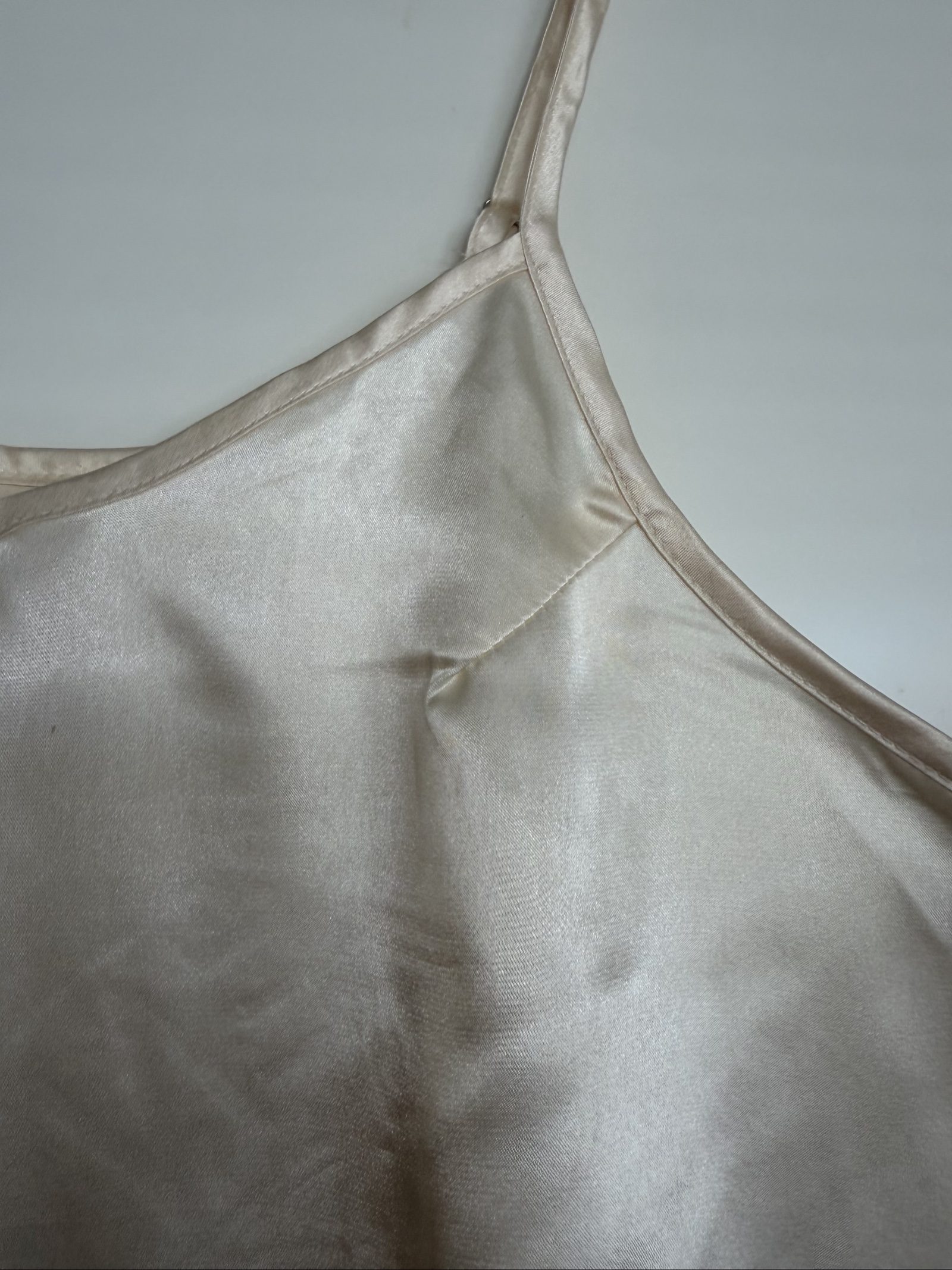 Dreamy whimsical Cream Satin Romantic boho Camisole Top Medium Adjustable Straps image 2