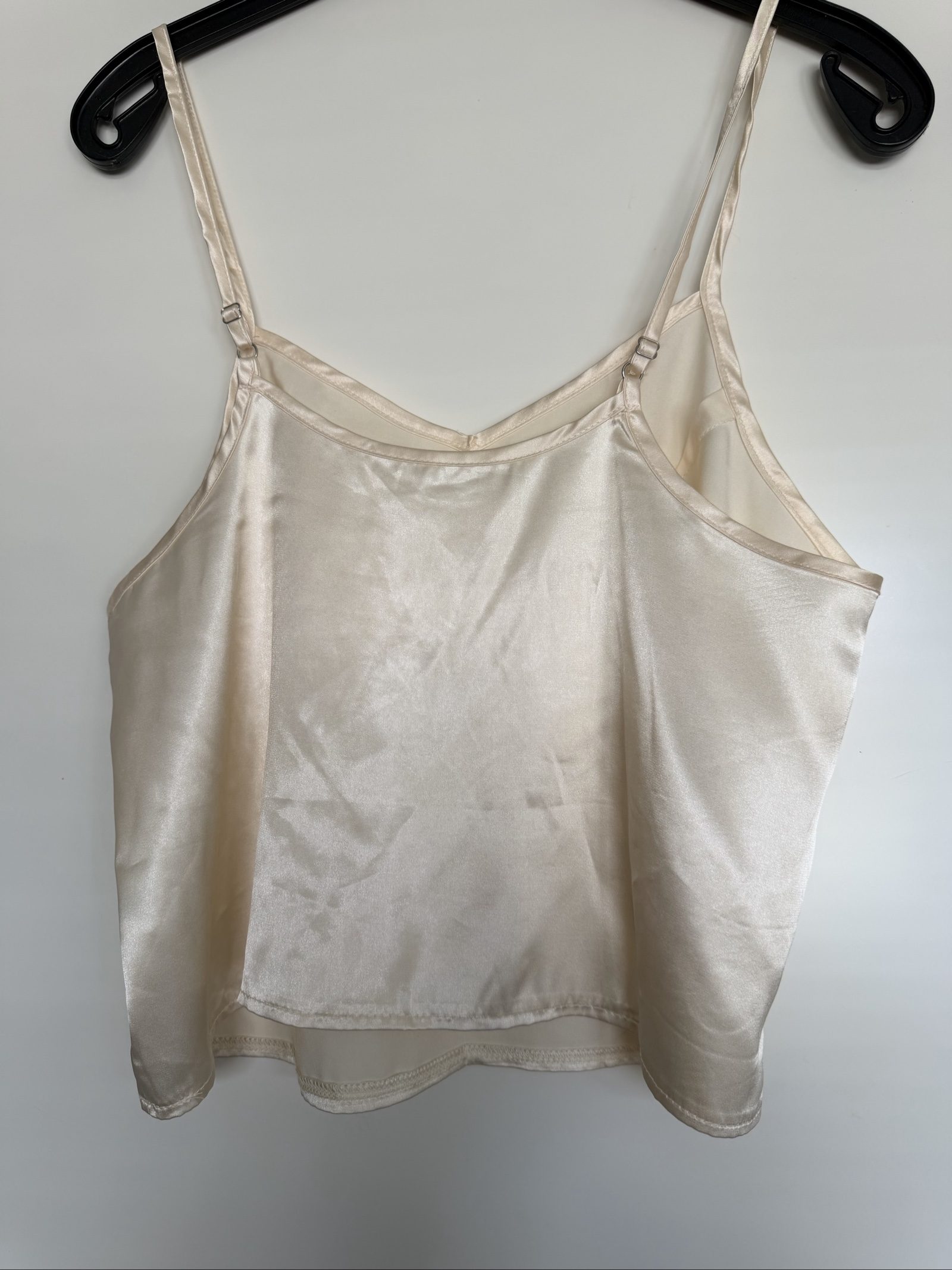 Dreamy whimsical Cream Satin Romantic boho Camisole Top Medium Adjustable Straps image 3