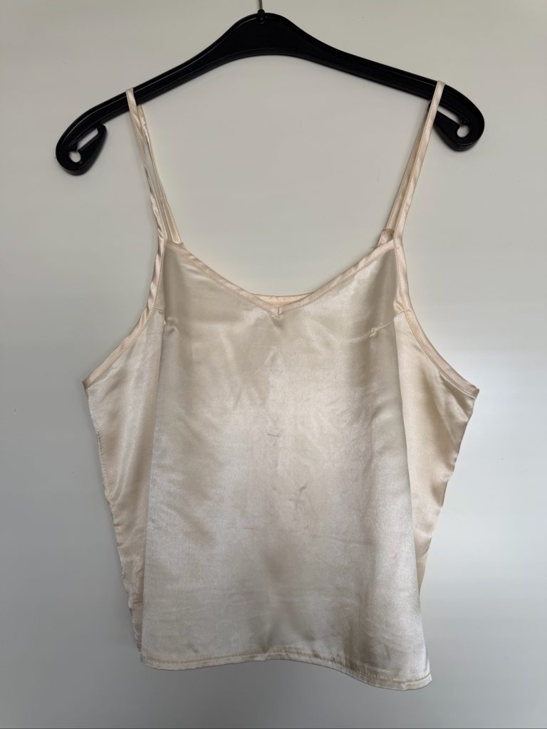 Dreamy whimsical Cream Satin Romantic boho Camisole Top Medium Adjustable Straps