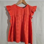 Papaya Orange Eyelet Cotton Top Petite 10
