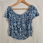 Papaya Blue & White Patterned Off Shoulder Top UK 18