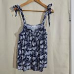 Papaya Navy & White Butterfly Print Tie Straps Top UK 8