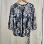 Next Grey & Blue Floral Blouse UK 10