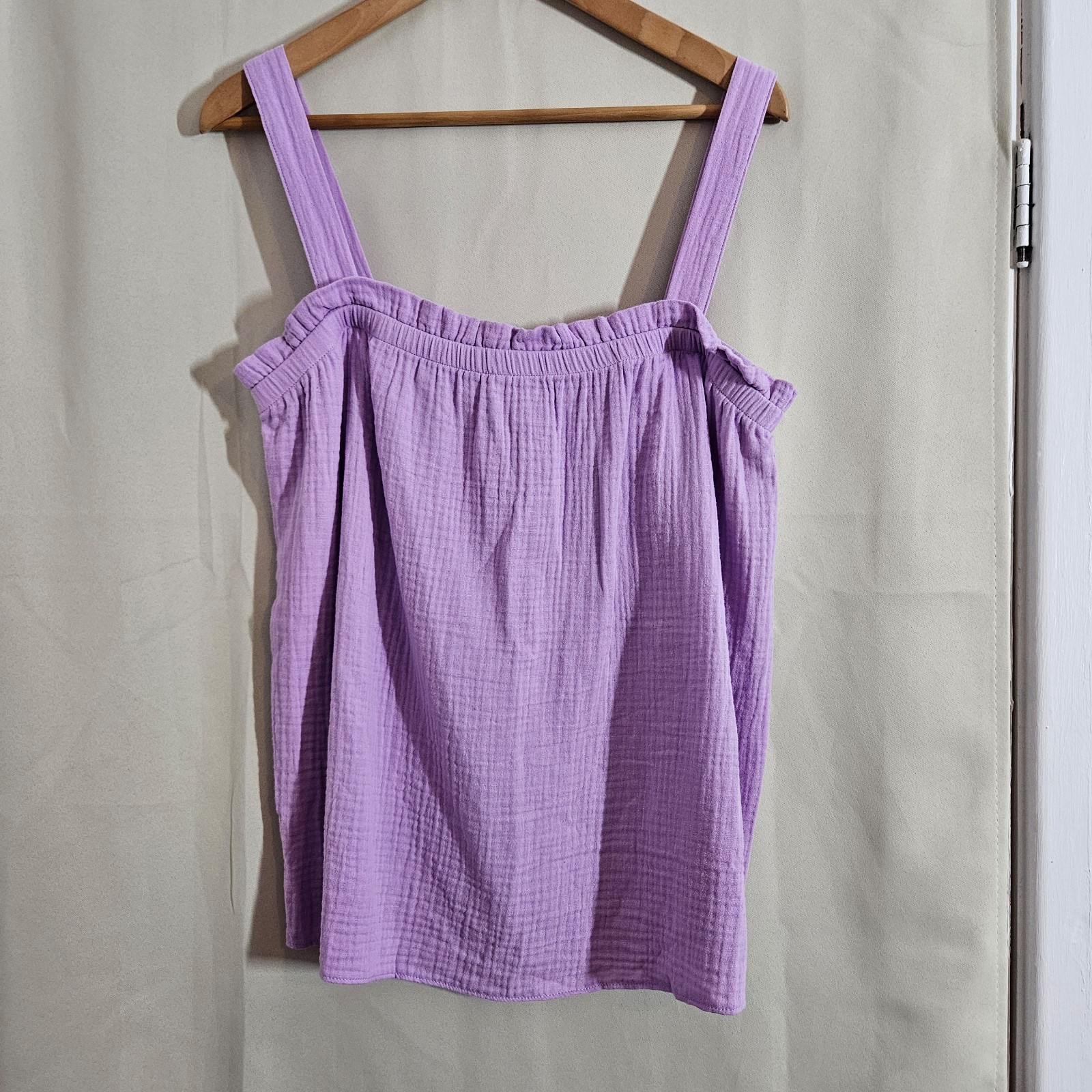 Papaya Lilac Smocked Cotton Camisole Top UK 14