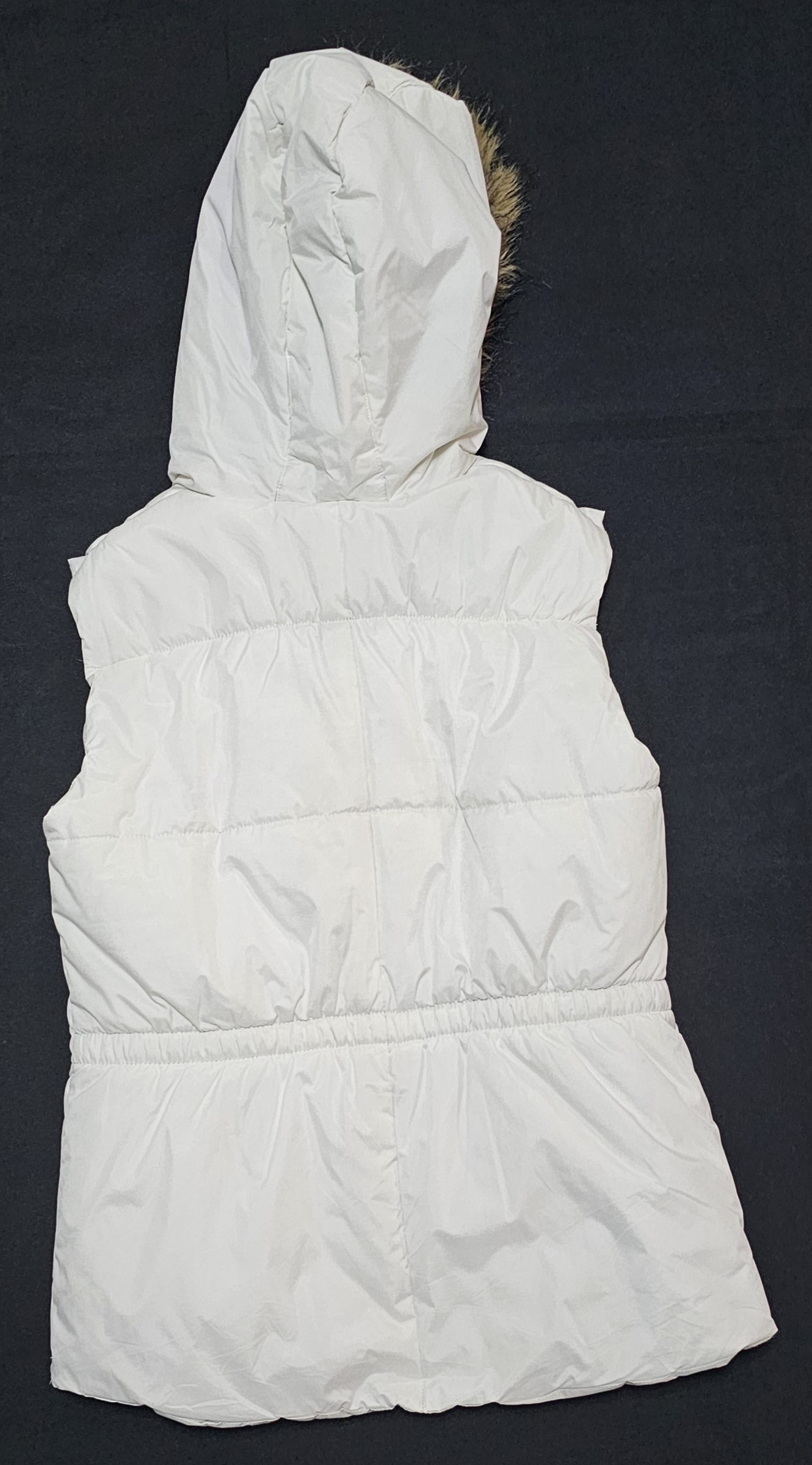 Colours of the World White Puffer Gilet Vest Medium with Faux Fur Hood image 2