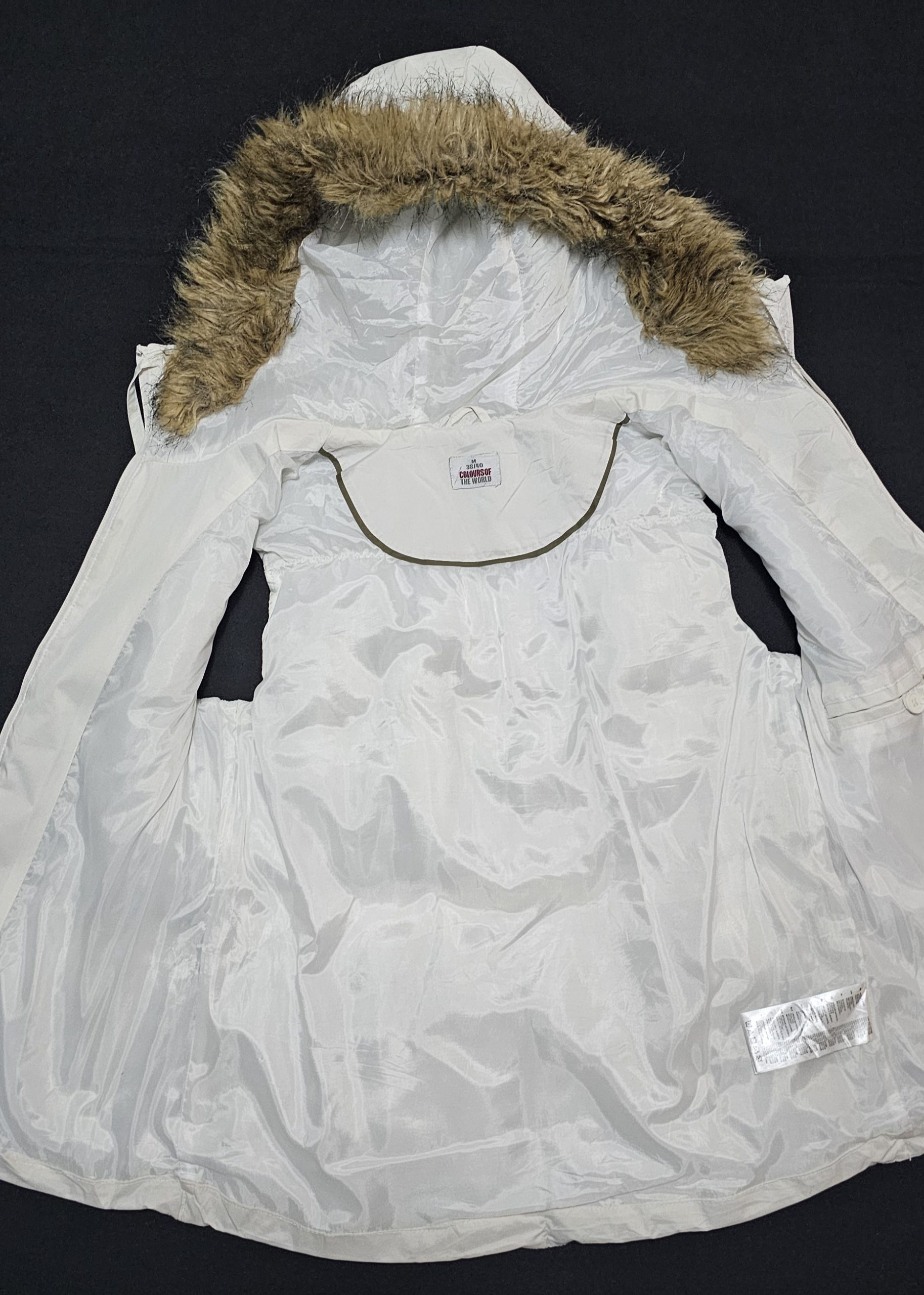 Colours of the World White Puffer Gilet Vest Medium with Faux Fur Hood image 3