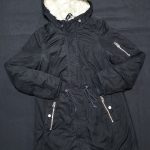 H&M Black Hooded Parka Jacket UK 8 Faux Fur Lined