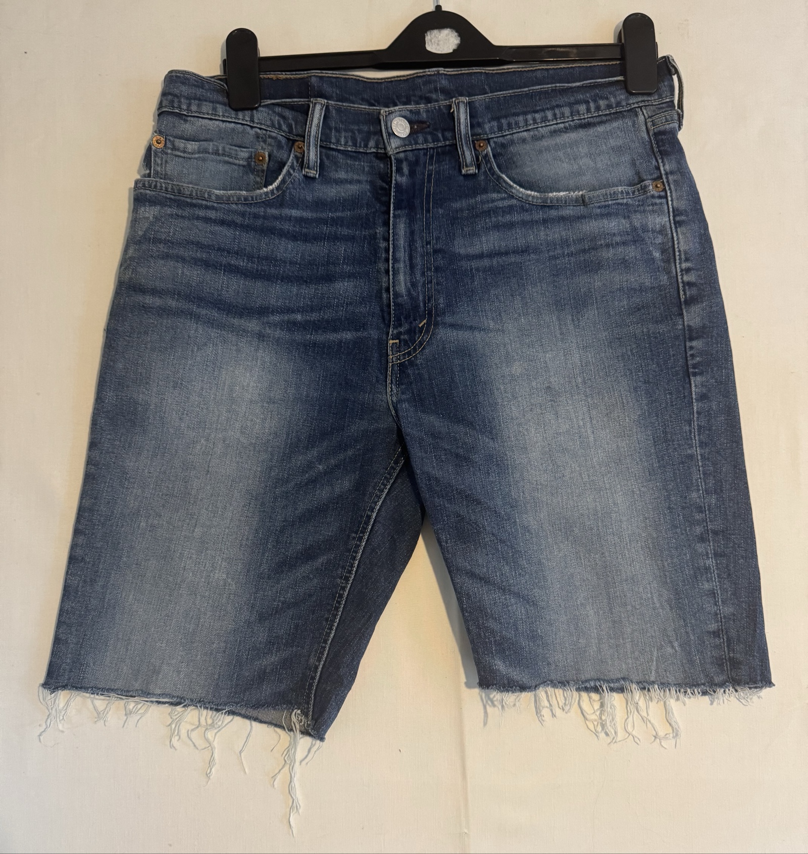 Levi's Blue Denim 511 Cutoff Shorts W33 Frayed Hem