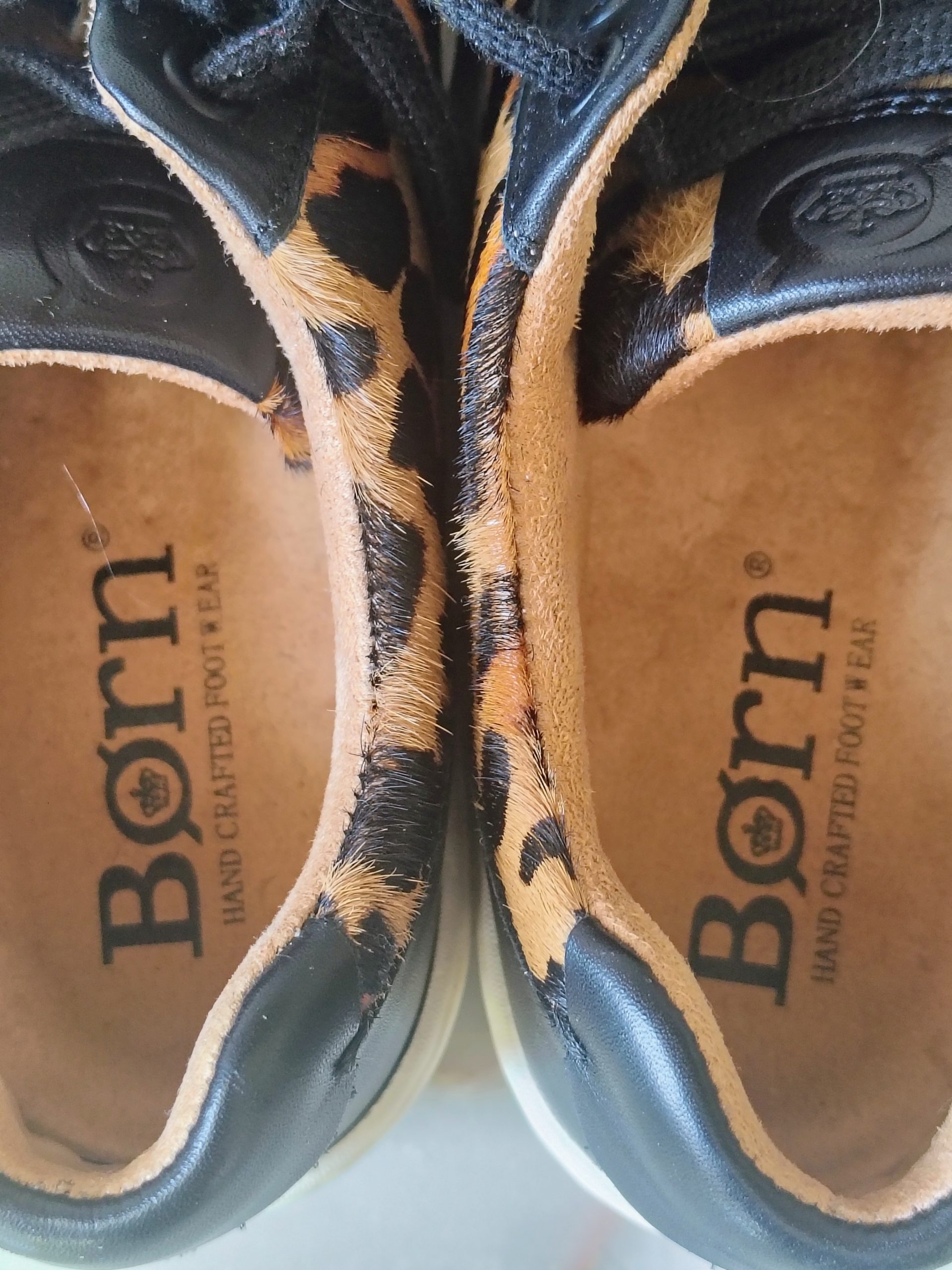 Born Black & Leopard Print Leather Platform Sneakers US 9