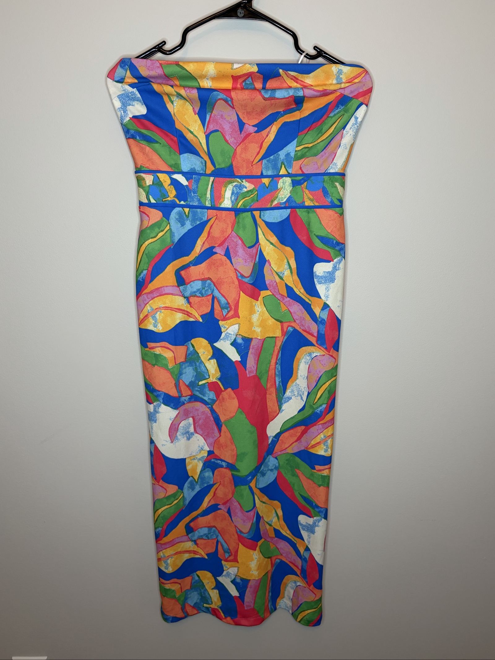Flying Tomato Multi Color Strapless Dress Medium Abstract Print