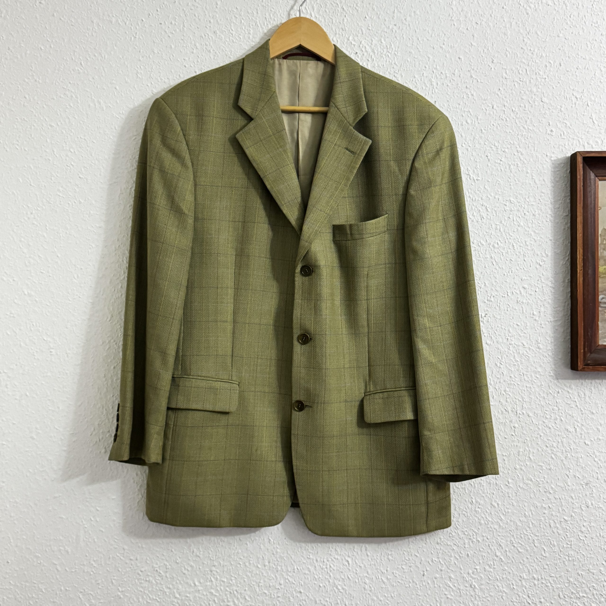 Tessuto Green Checked Men's Blazer Size 54 2204