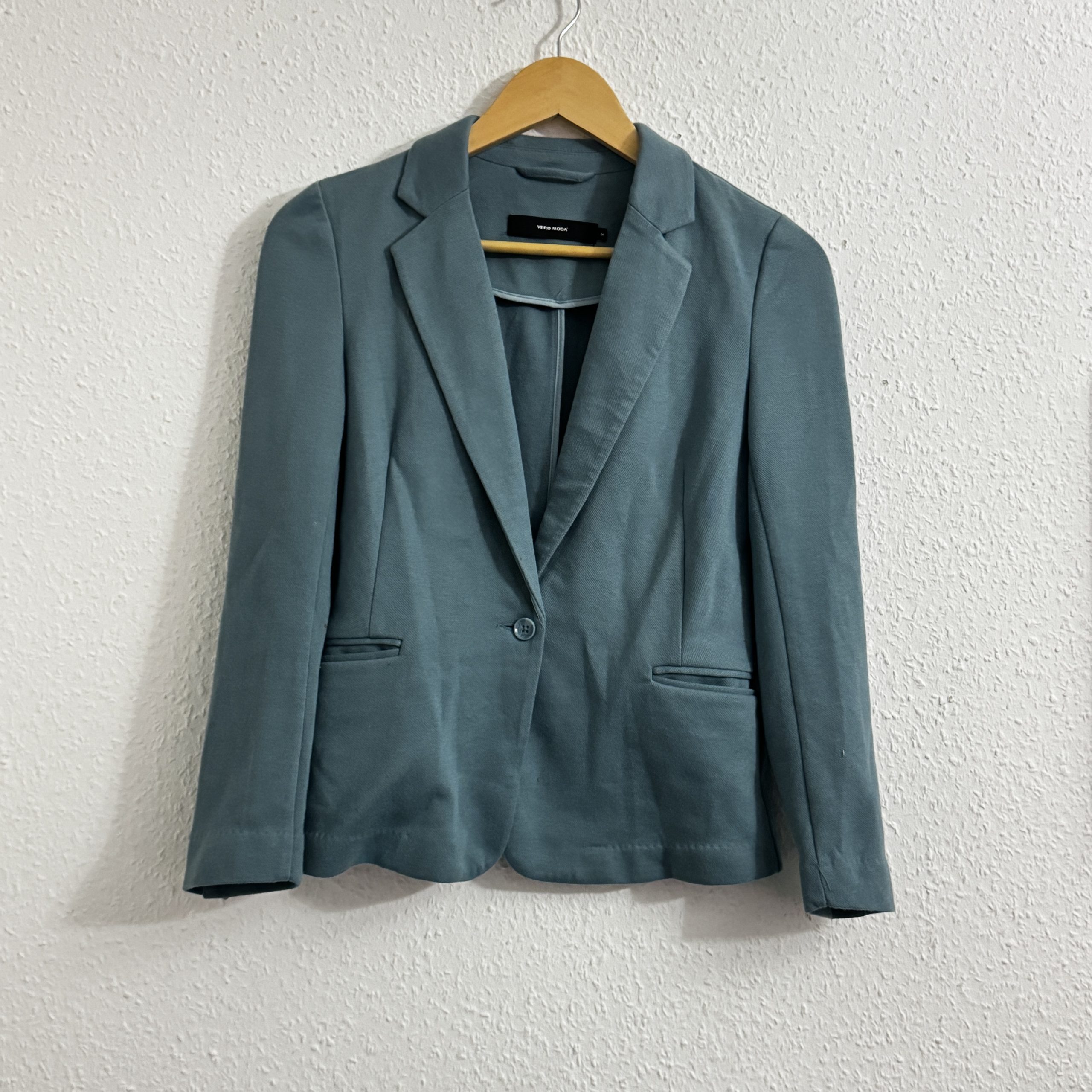 Vero Moda Blue Blazer Women 34 Cotton Blend Classic 2205