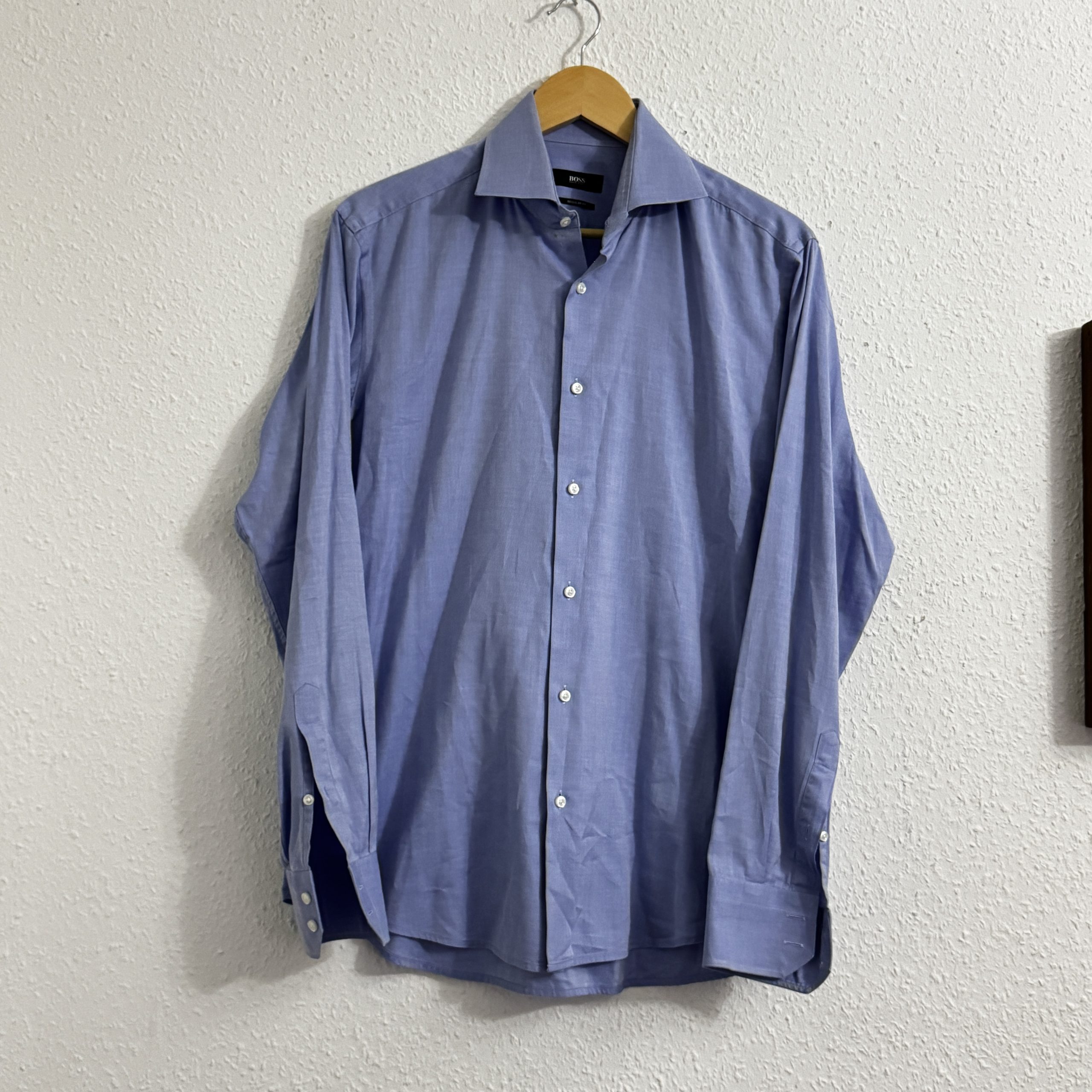 Hugo Boss Blue Regular Fit Dress Shirt Size 40 2206