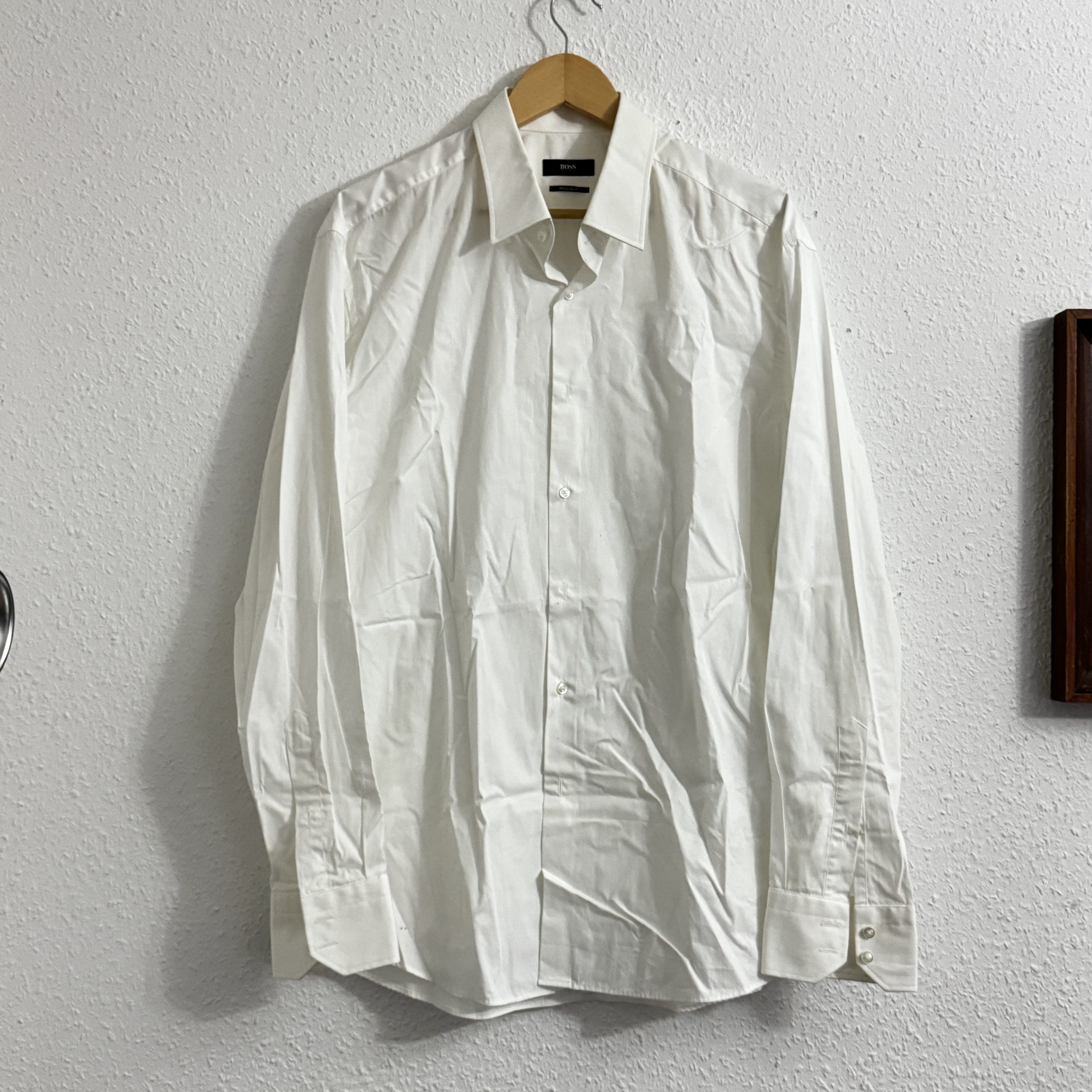 BOSS White Regular Fit Dress Shirt Size 45 / 17.75 2214