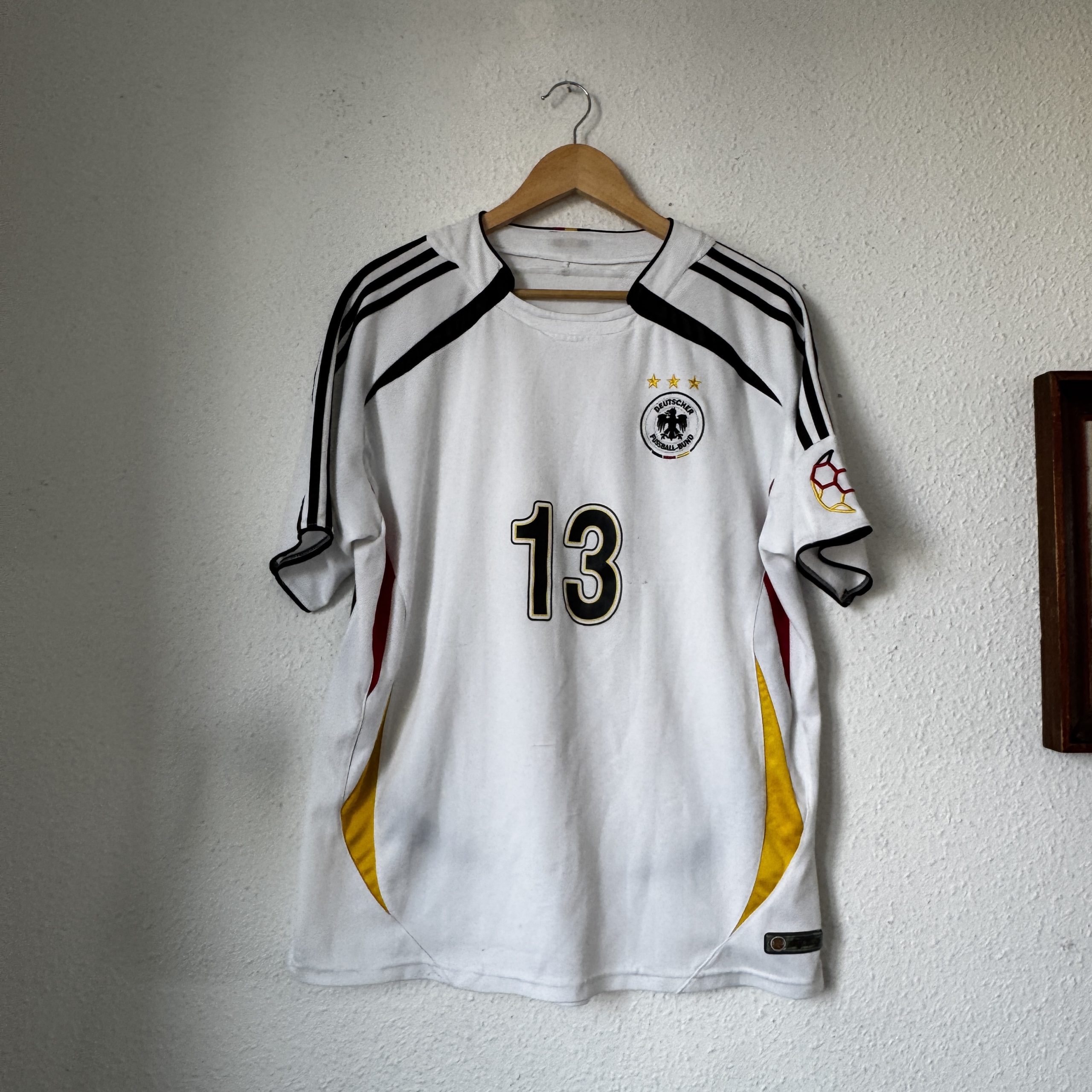 Adidas White Germany Football Shirt 13 Medium with Yellow & Black Details 2220