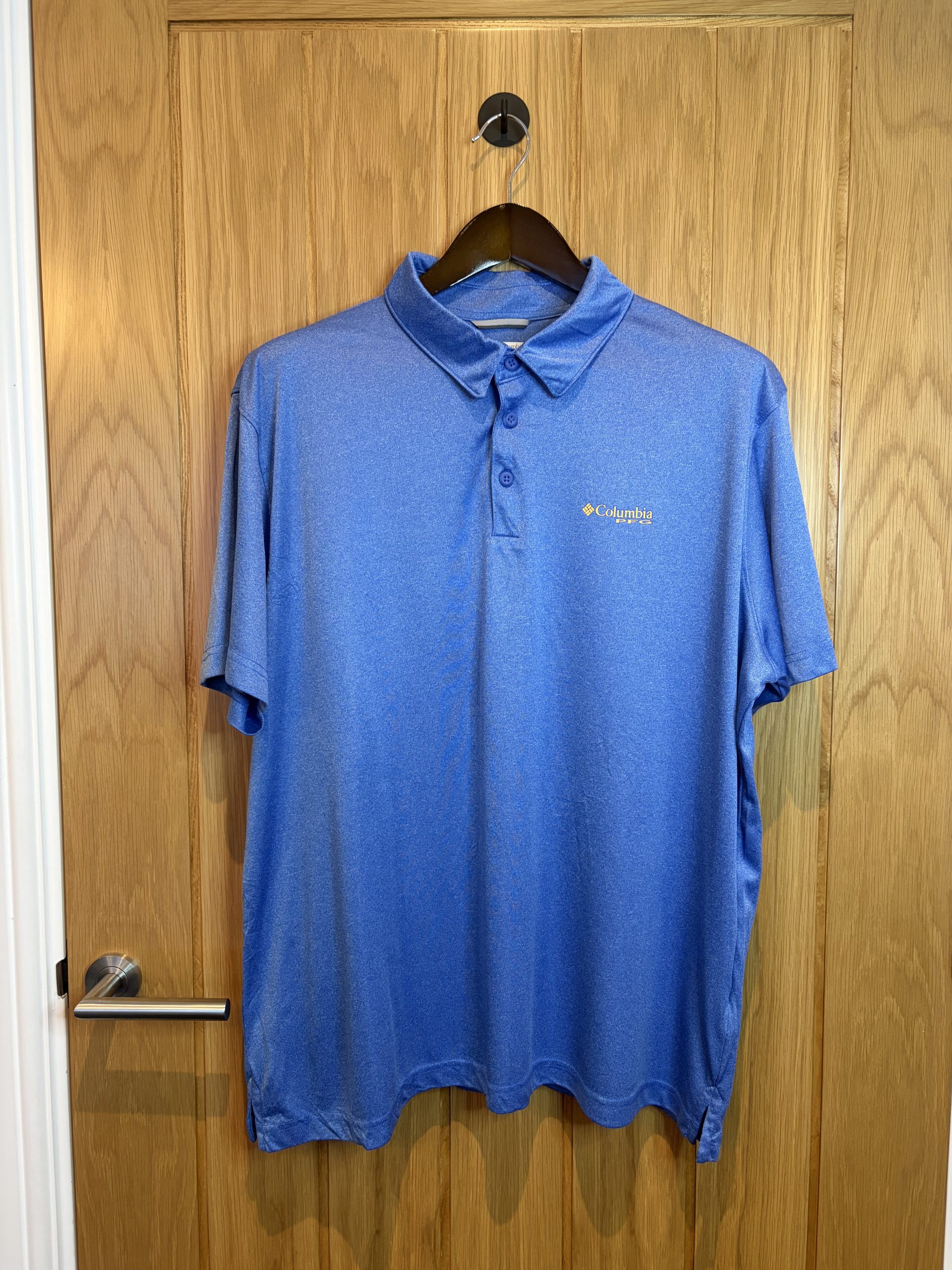 Columbia PFG Polo Shirt Mens XL Blue Marl Performance Fishing Outdoor Casual
