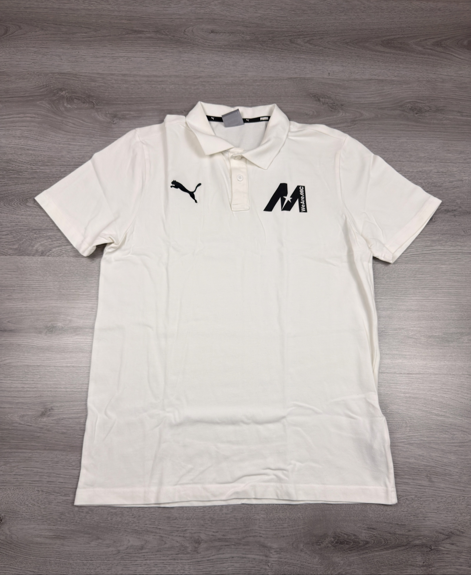 Puma White WeAreMIC Polo Shirt Medium Cotton Blend