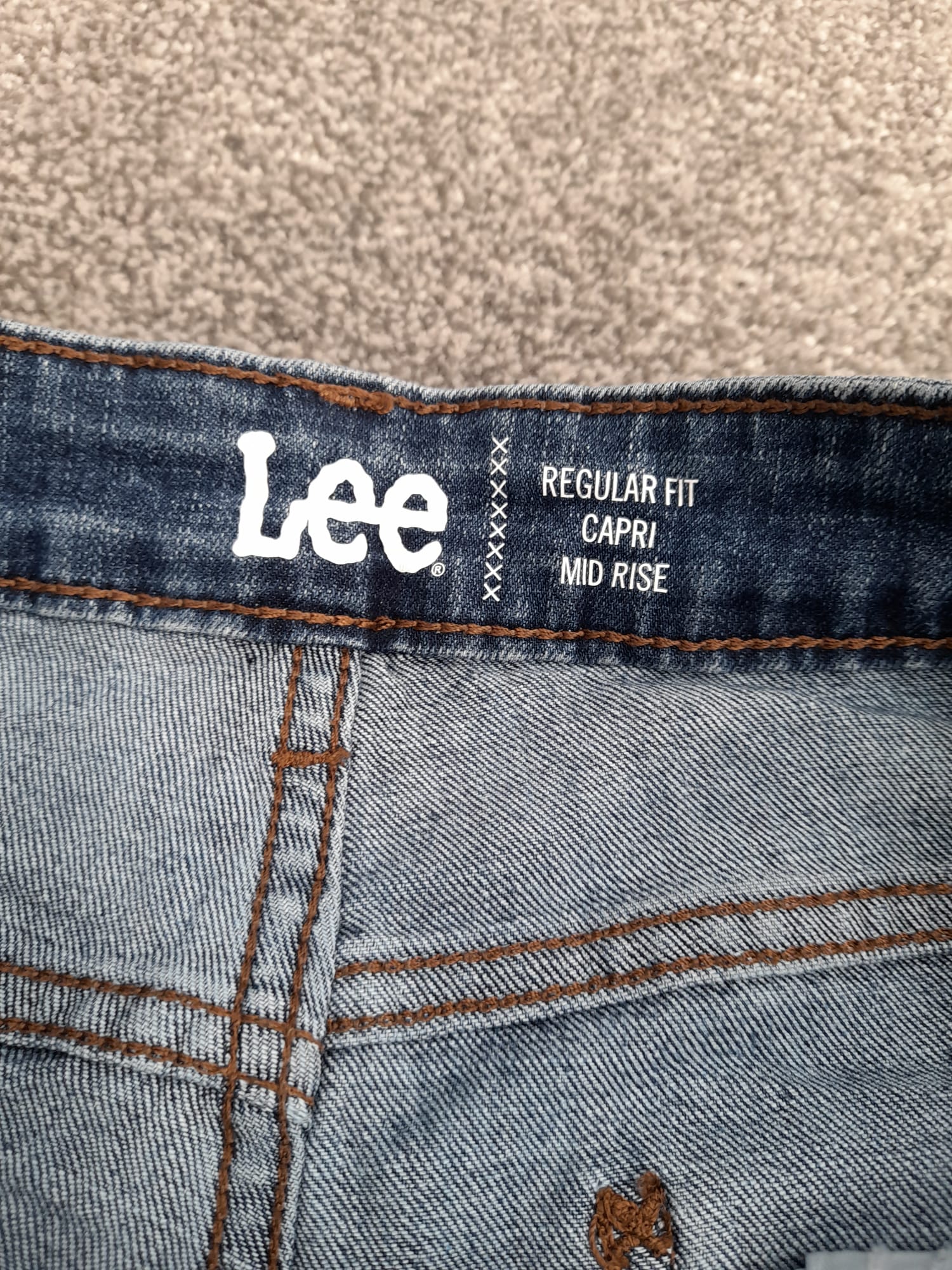 Lee Blue Denim Regular Fit Capri Shorts 30" image 4