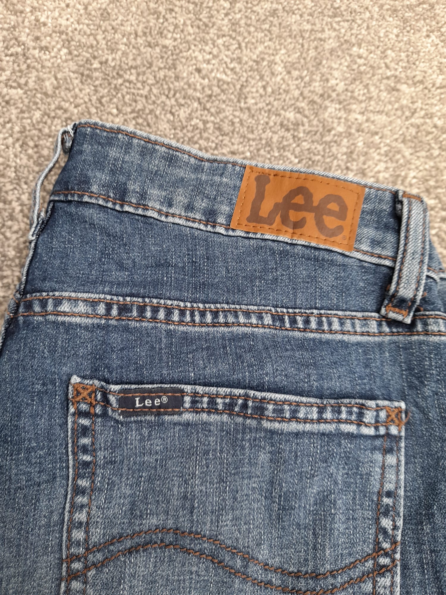 Lee Blue Denim Regular Fit Capri Shorts 30" image 7