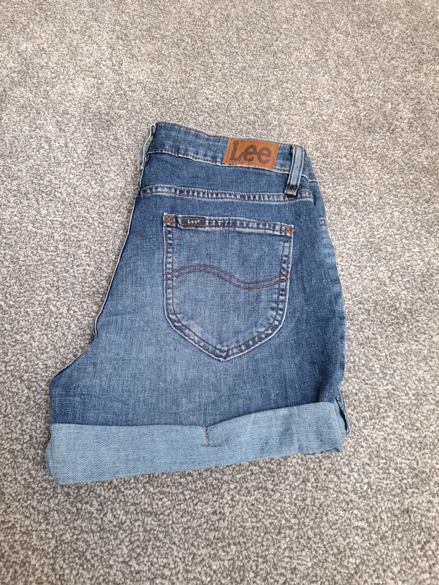 Lee Blue Denim Regular Fit Capri Shorts 30" image 8