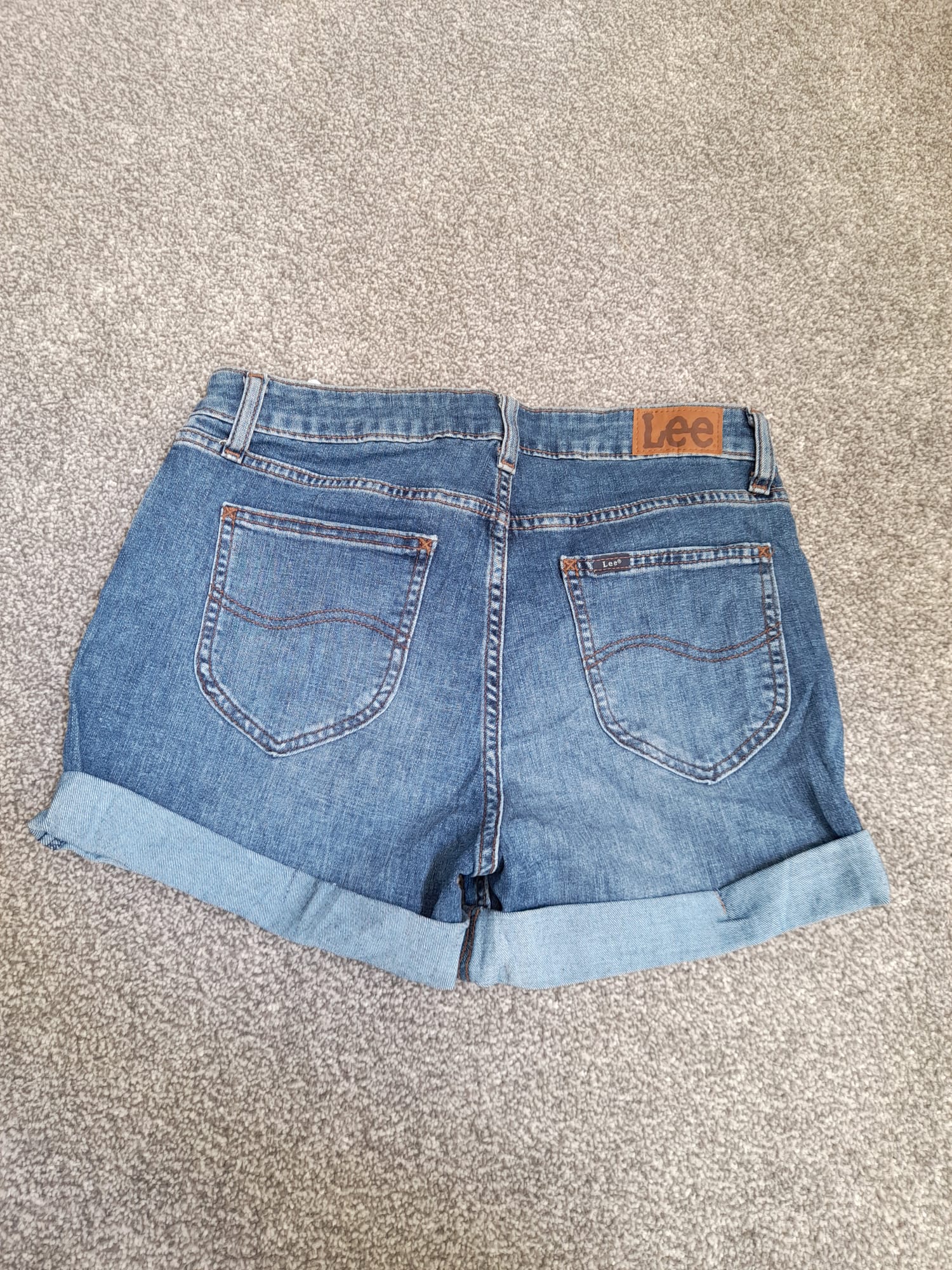 Lee Blue Denim Regular Fit Capri Shorts 30" image 9