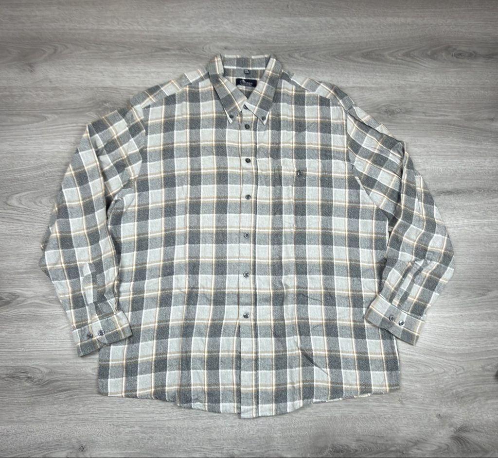 Camargue Grey, Beige & White Check Flannel Shirt XXL 45/46 (1681)