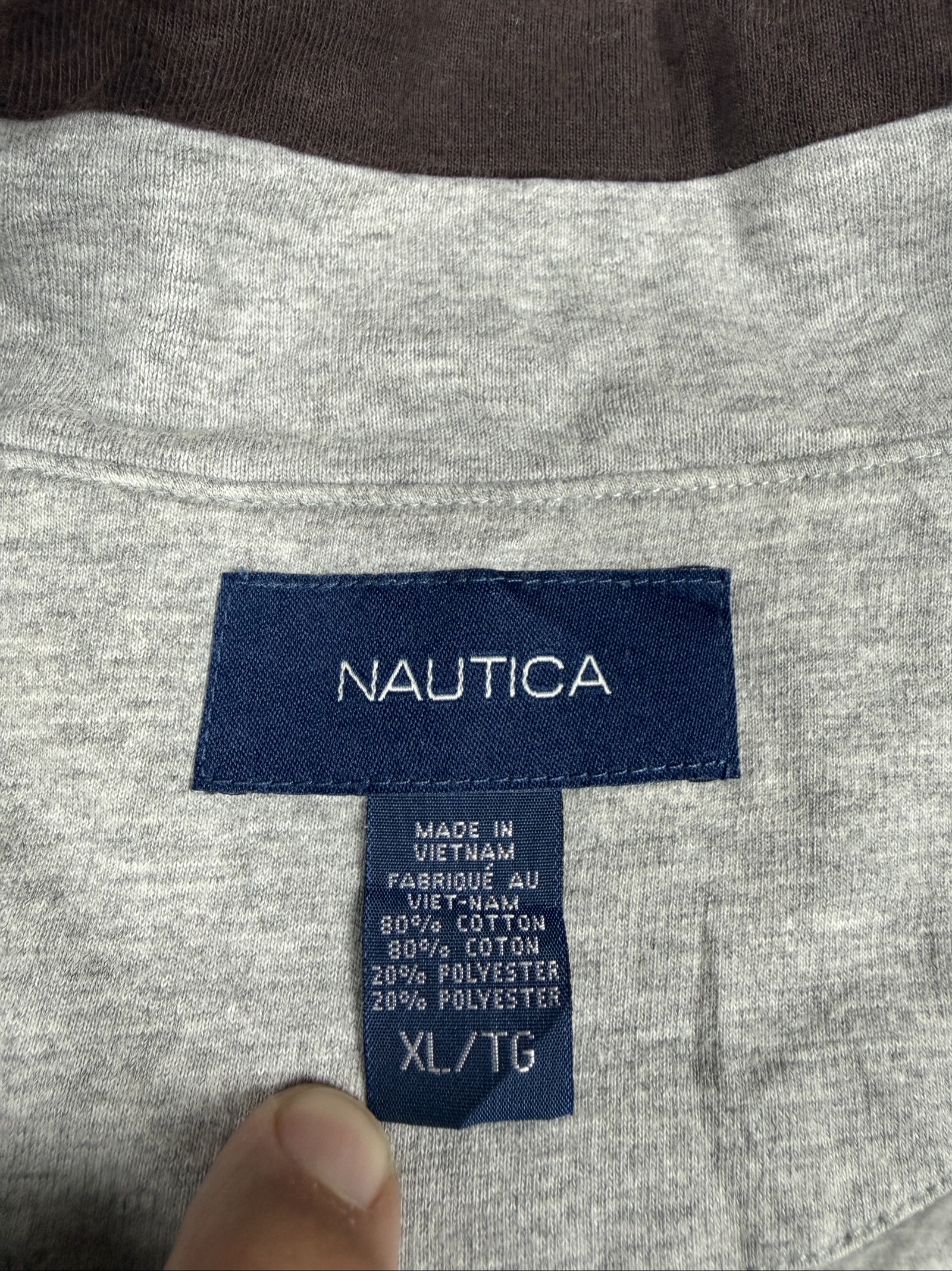 Nautica Grey & Brown 1/4 Zip Sweatshirt XL Men's Cotton Blend (1445) image 3