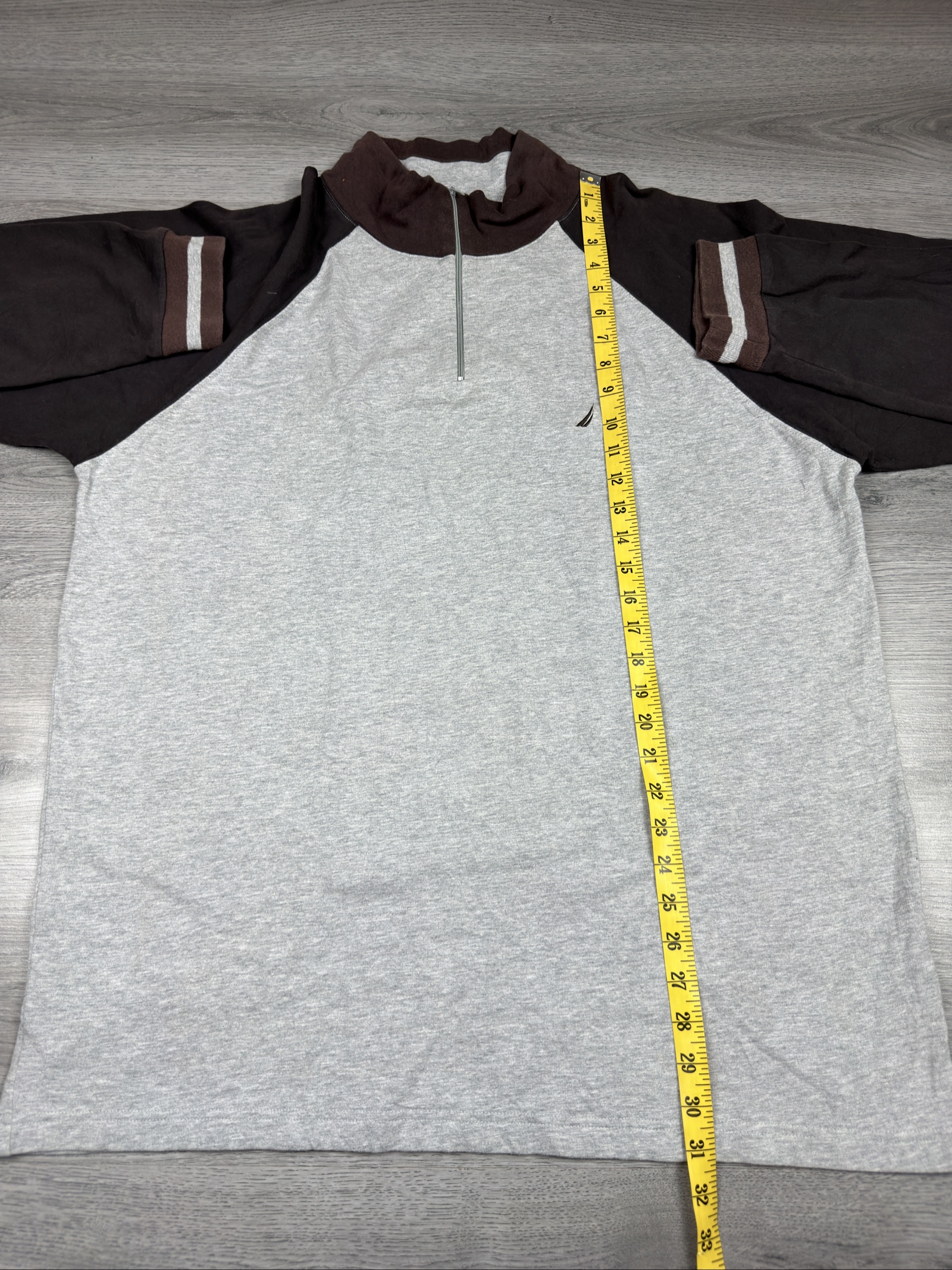 Nautica Grey & Brown 1/4 Zip Sweatshirt XL Men's Cotton Blend (1445) image 6