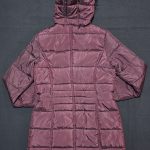 Gina Burgundy Puffer Jacket Coat Size 38 Faux Fur Hood