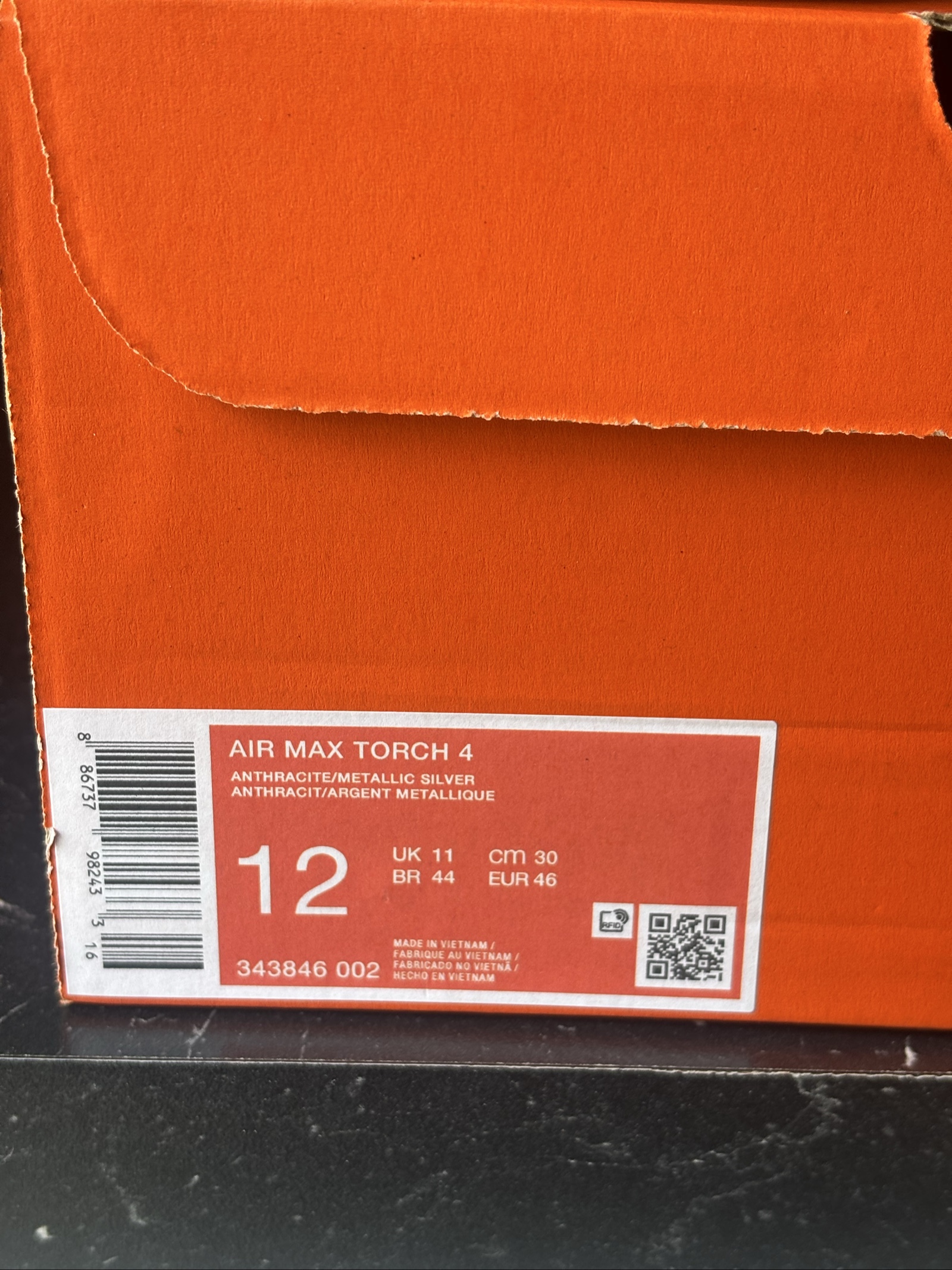 UK 11 Nike Air Max Torch 4 | Anthracite/Metallic Silver 343846-002 | image 3