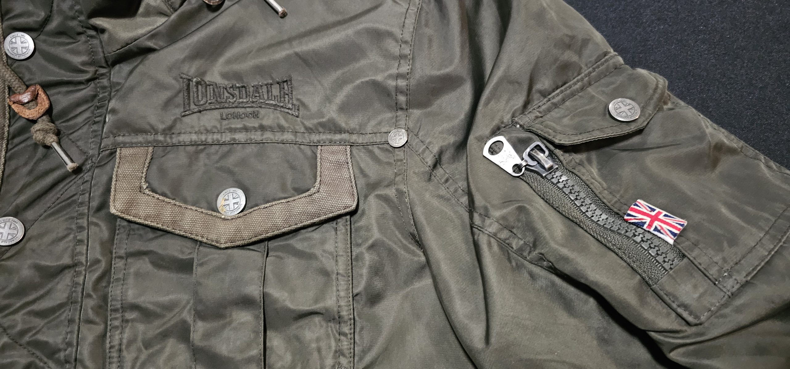 Lonsdale Khaki Hooded Quilted Jacket XL image 4
