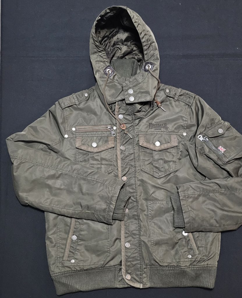 Lonsdale Khaki Hooded Quilted Jacket XL