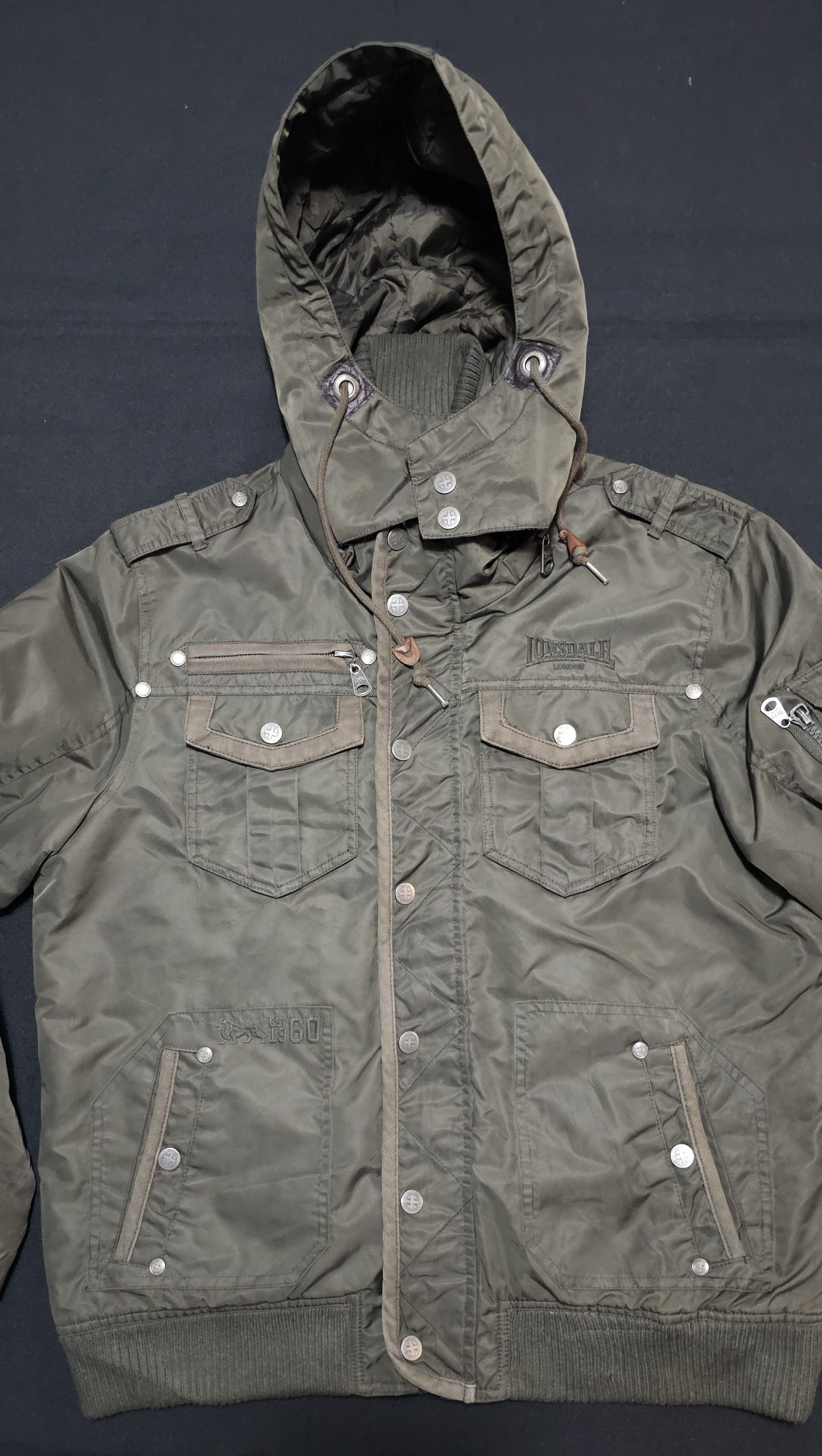 Lonsdale Khaki Hooded Quilted Jacket XL image 2