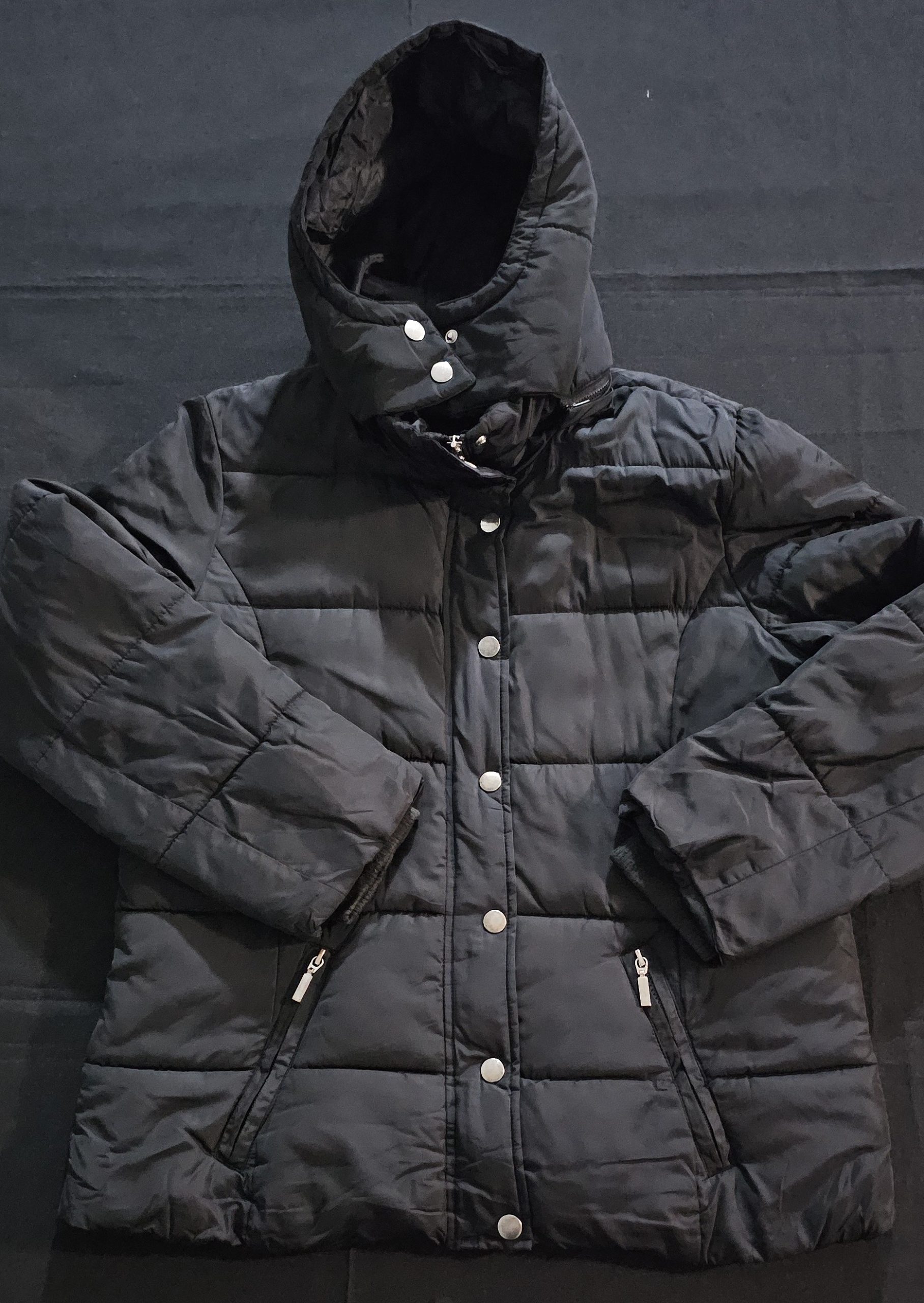 Blue Motion Black Quilted Hooded Jacket Medium image 2