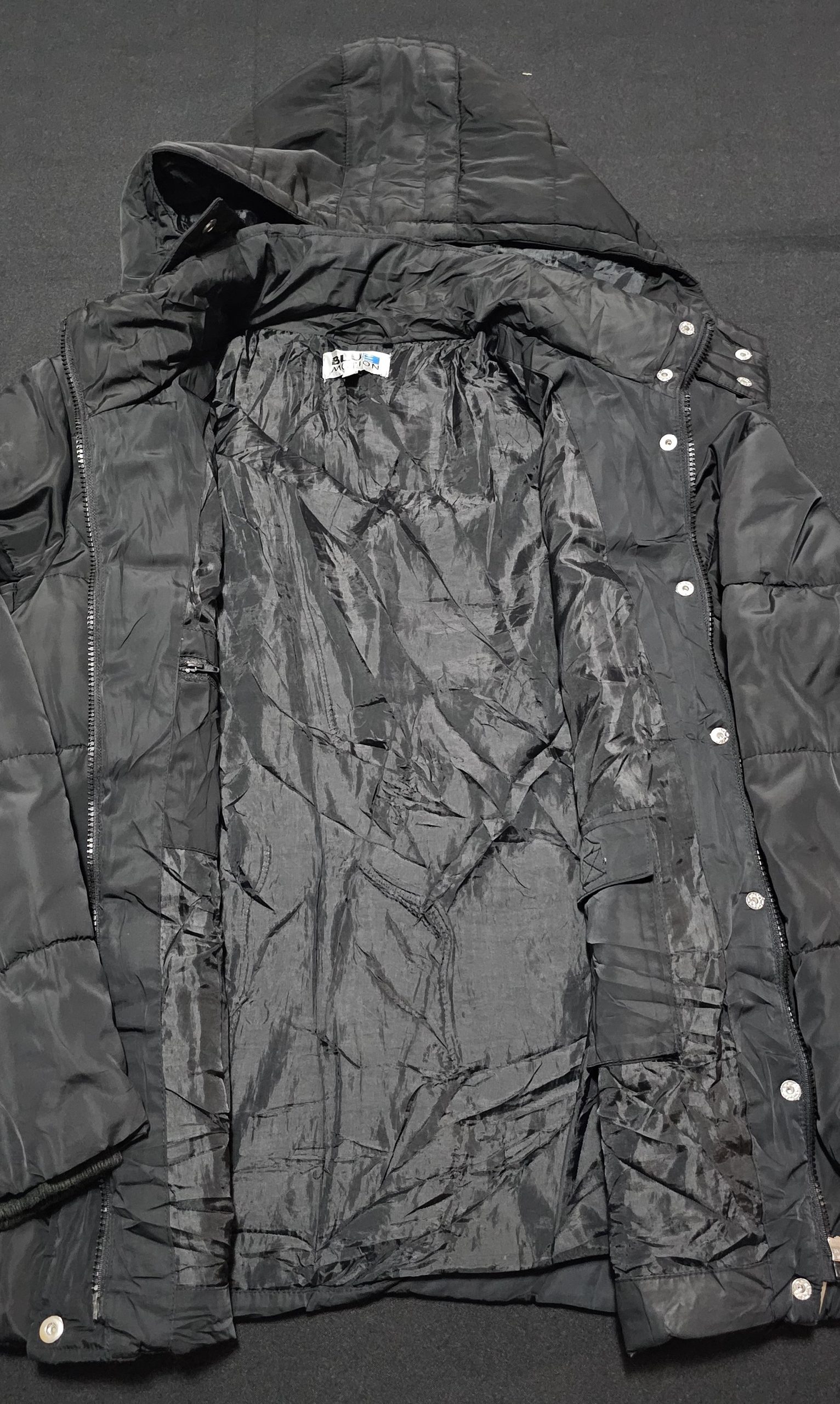 Blue Motion Black Quilted Hooded Jacket Medium image 4
