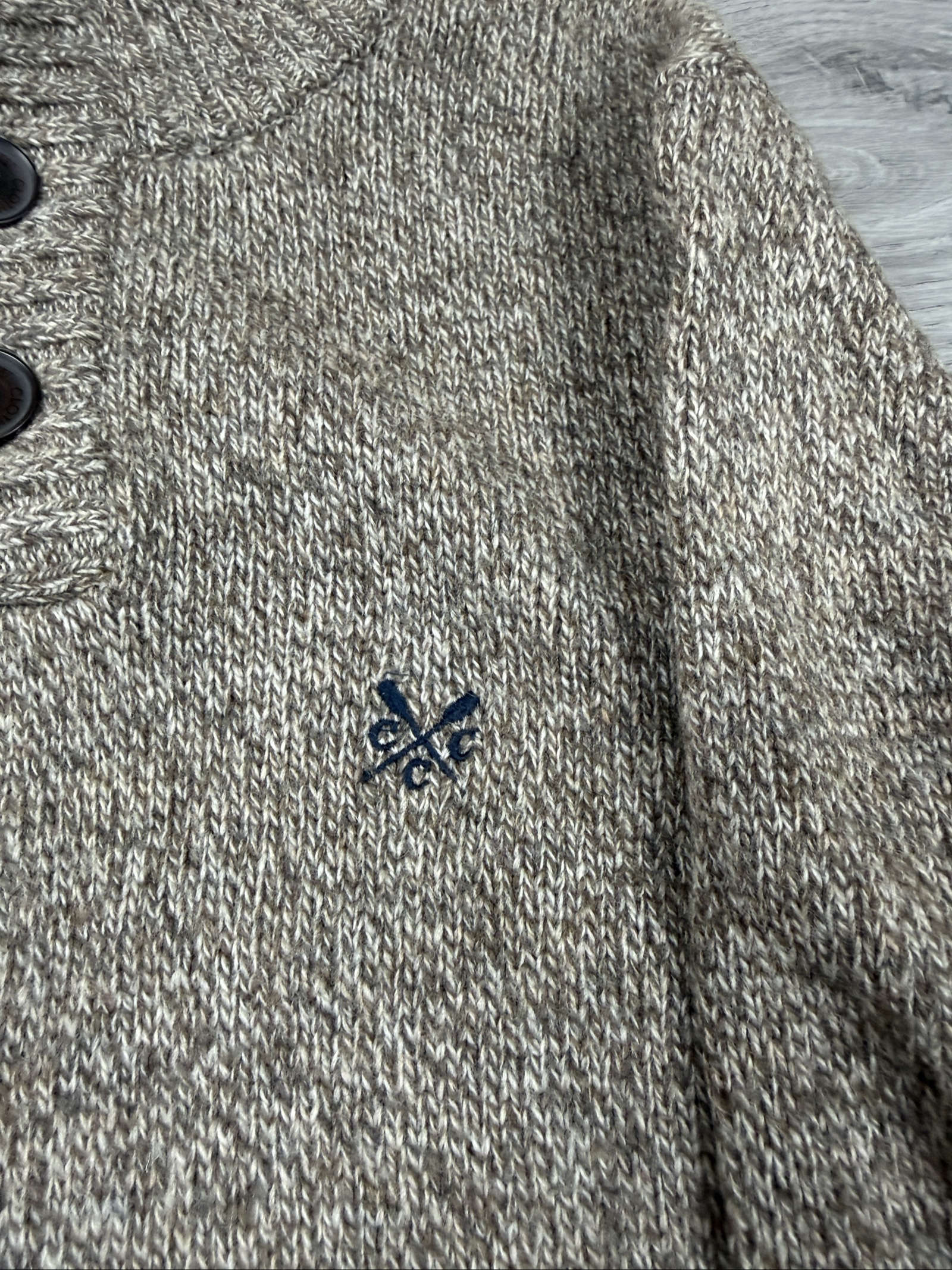 Crew Clothing Brown Button Neck Knit Jumper Small (1659) image 2