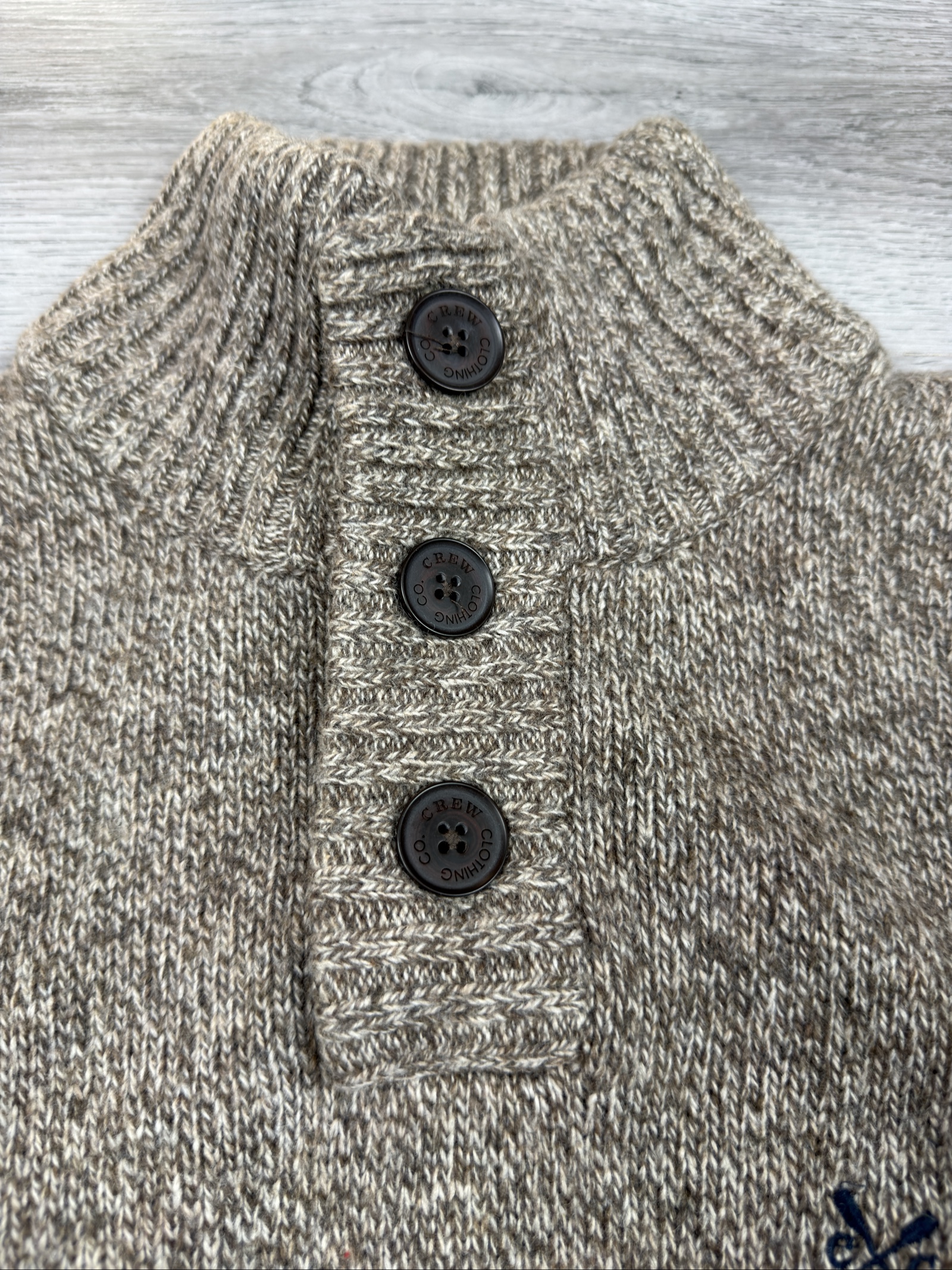 Crew Clothing Brown Button Neck Knit Jumper Small (1659) image 3