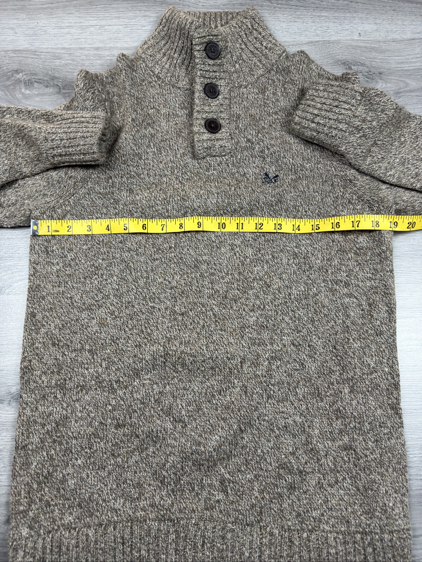 Crew Clothing Brown Button Neck Knit Jumper Small (1659) image 5
