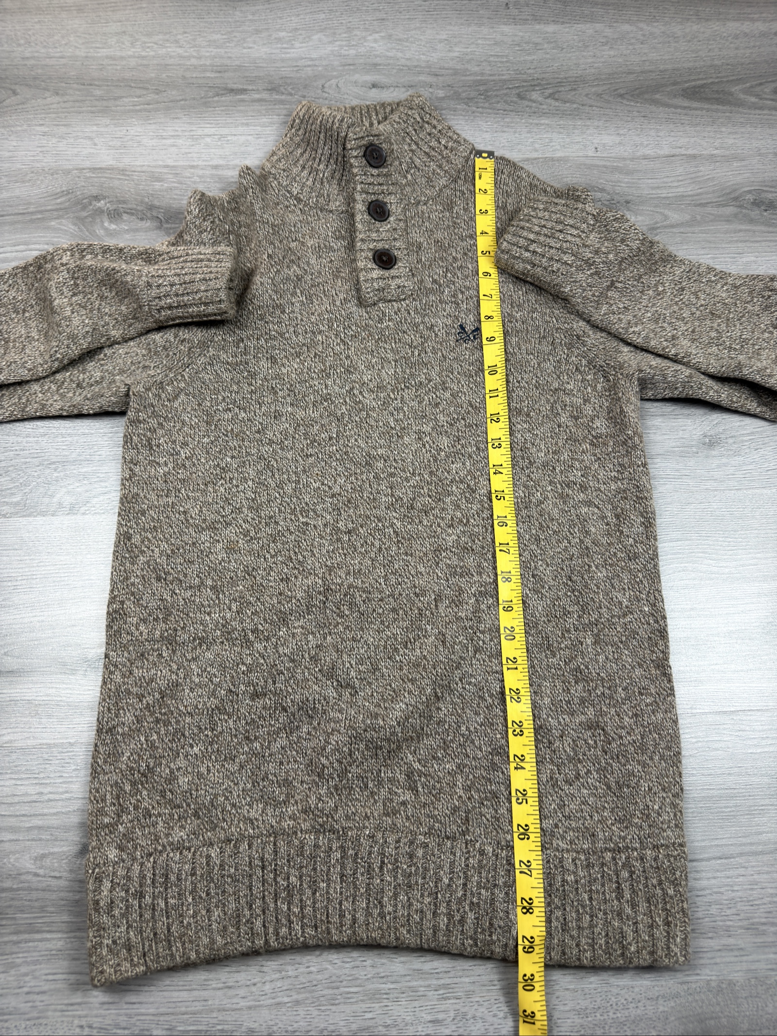 Crew Clothing Brown Button Neck Knit Jumper Small (1659) image 6