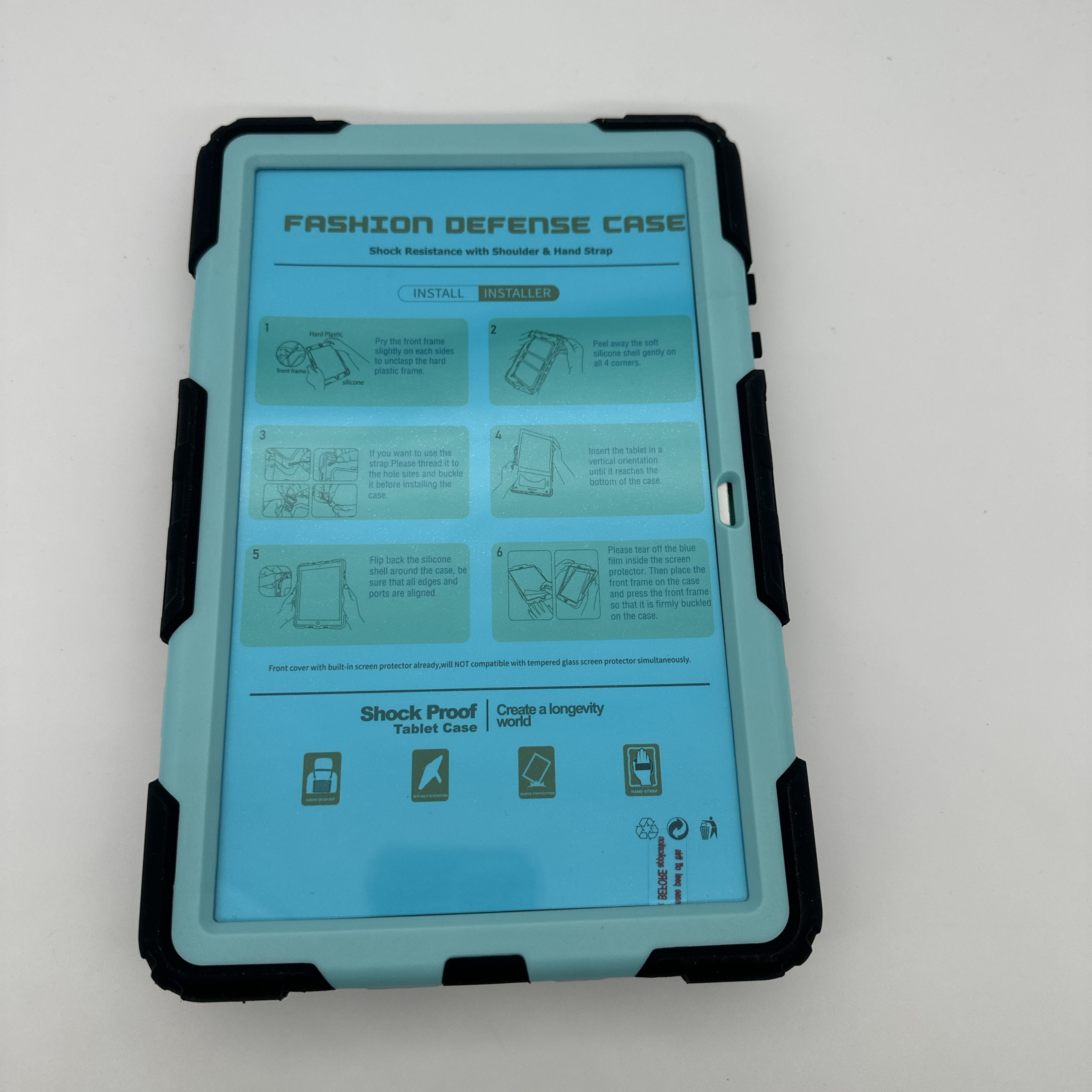 SEYMAC Shockproof Y5 SD Galaxy A7 T500 Sky BlueTablet Case & Strap image 2