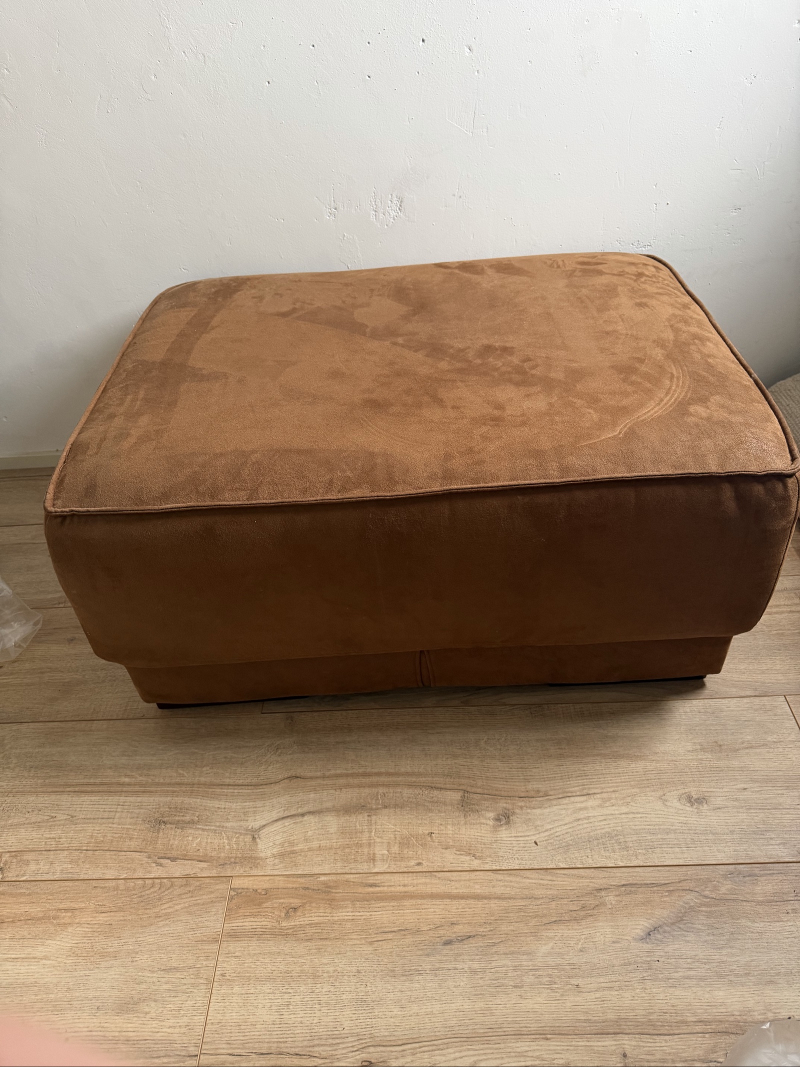 Brown Suede Ottoman Footstool