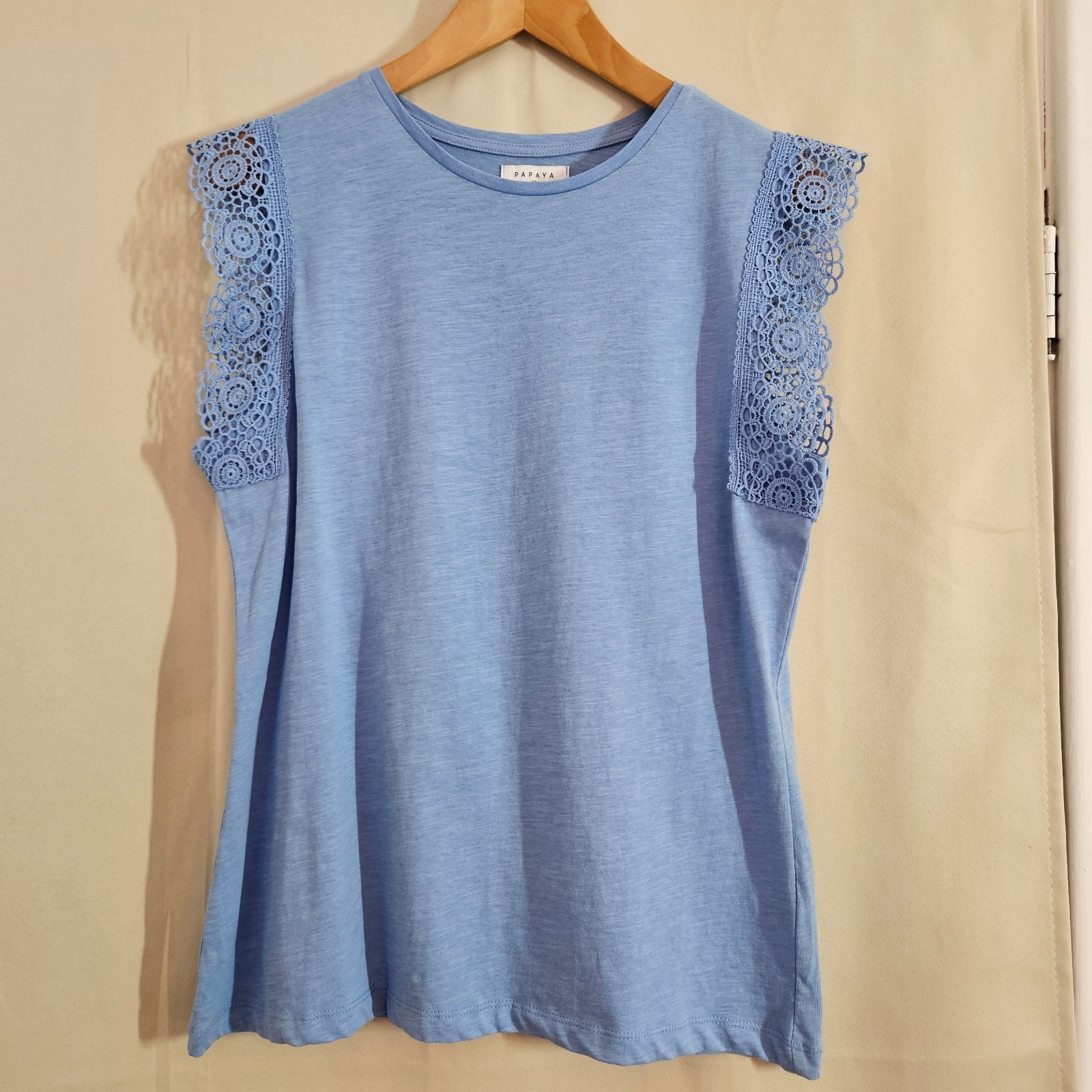 Papaya Blue Lace Sleeve Top UK 12
