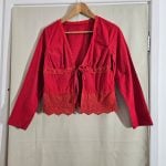 Unbranded Red Lace Detail Tie Front Blouse Small